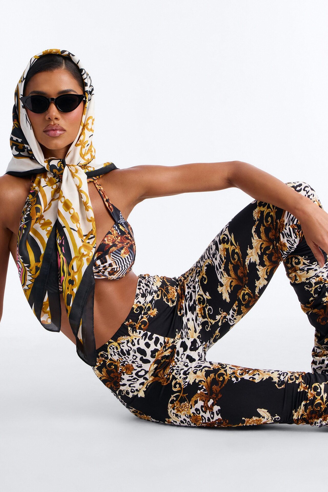 Chained Ed Hardy Head Scarf - Ivory/combo
