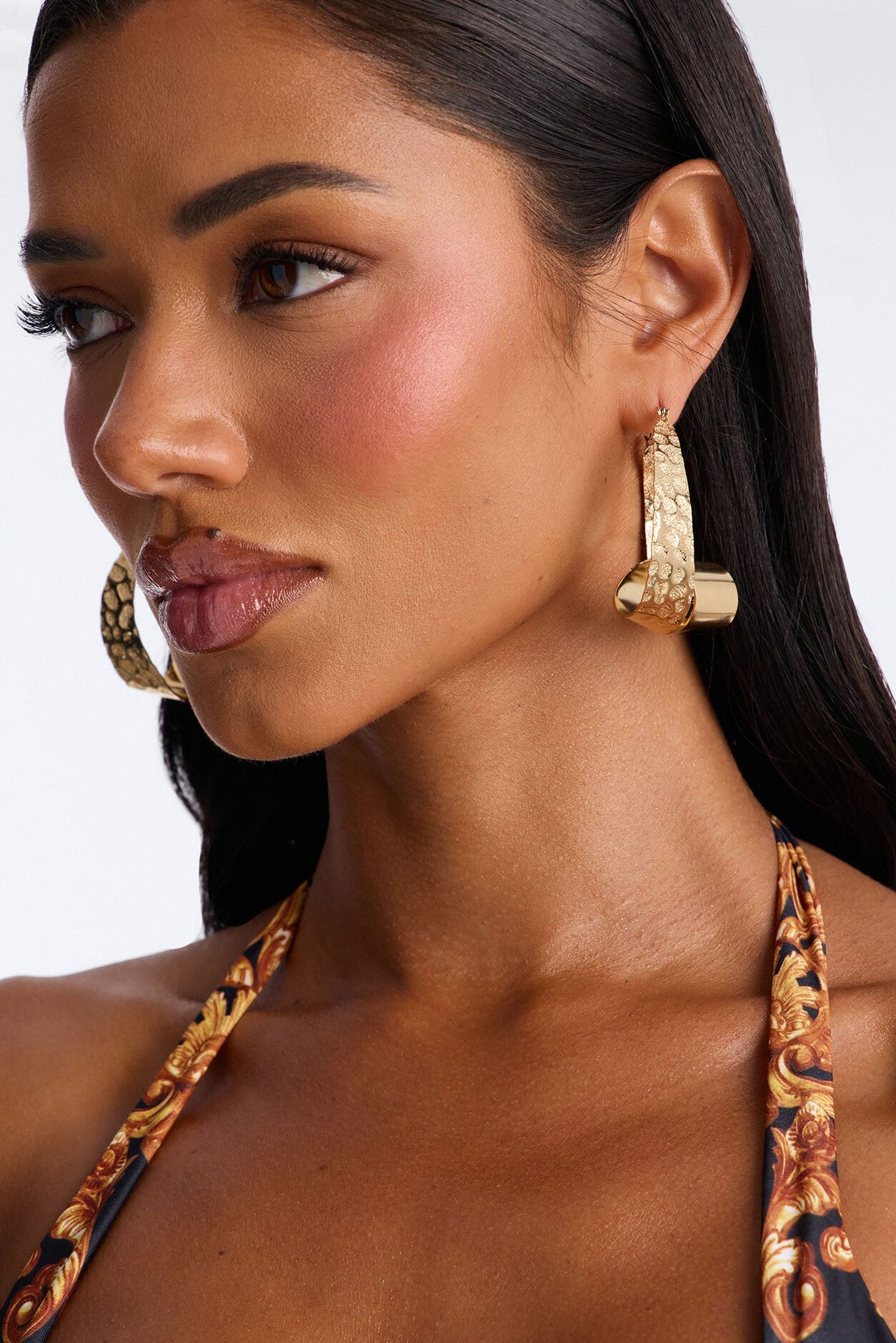 At Touch Textured Hoop Earrings - Gold