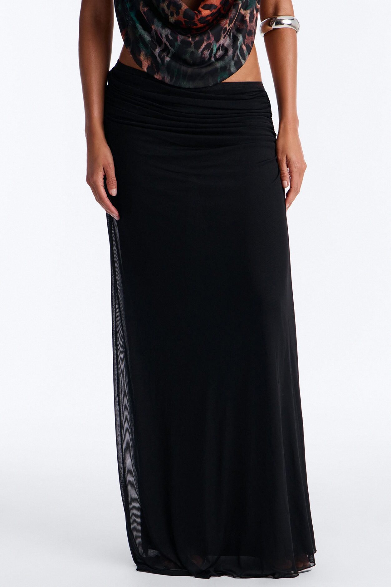 Sassy Swinger Asymmetric Waistband Maxi Skirt - Black