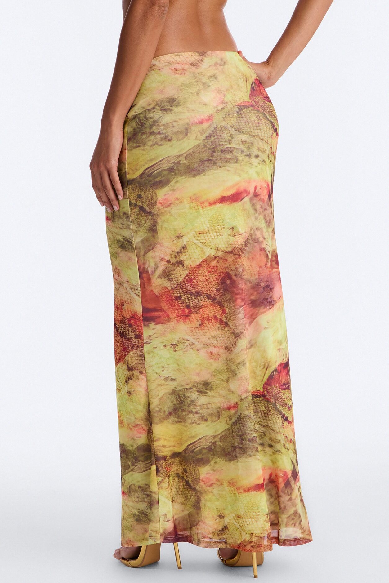 Jungle Bae Mesh Maxi Skirt - Green/combo
