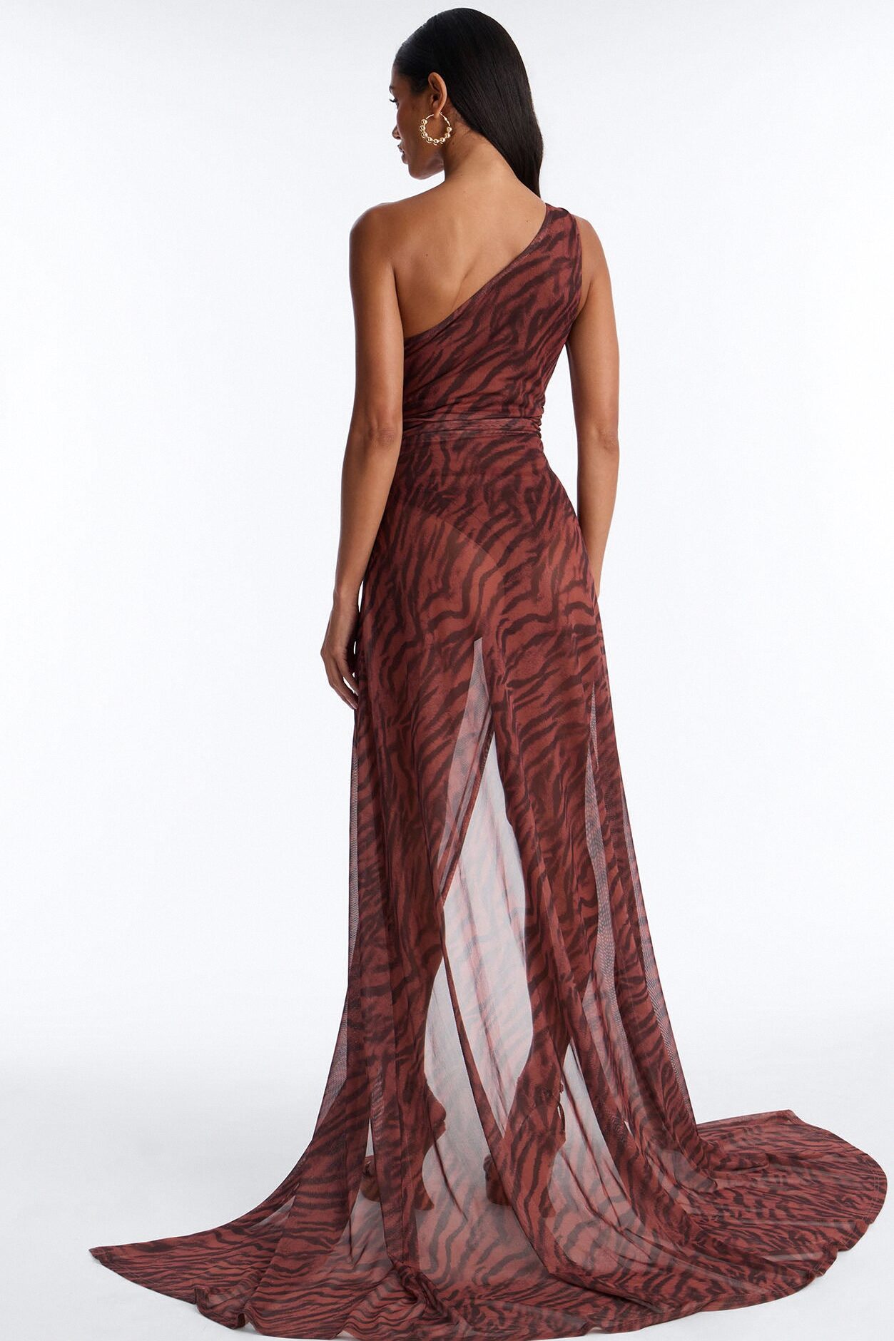 Makena Mesh Maxi Dress - Brown/combo