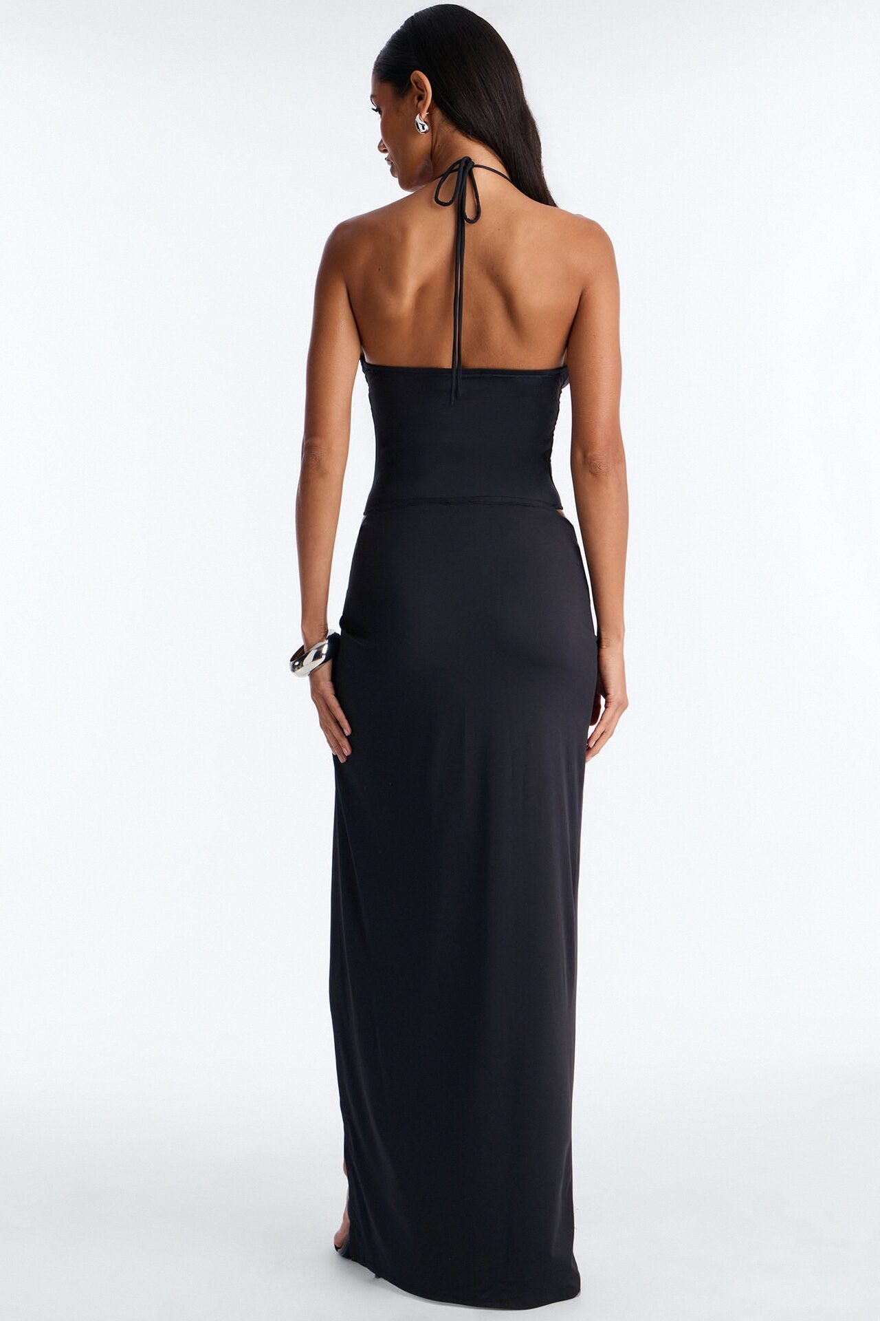 Midnight Goddess Bodysuit Skirt Set - Black