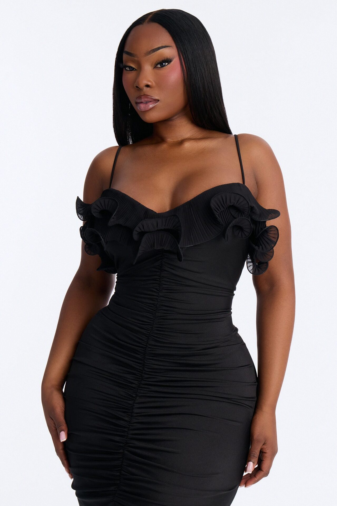 Pick Me Up At 8 Ruffle Gown - Black