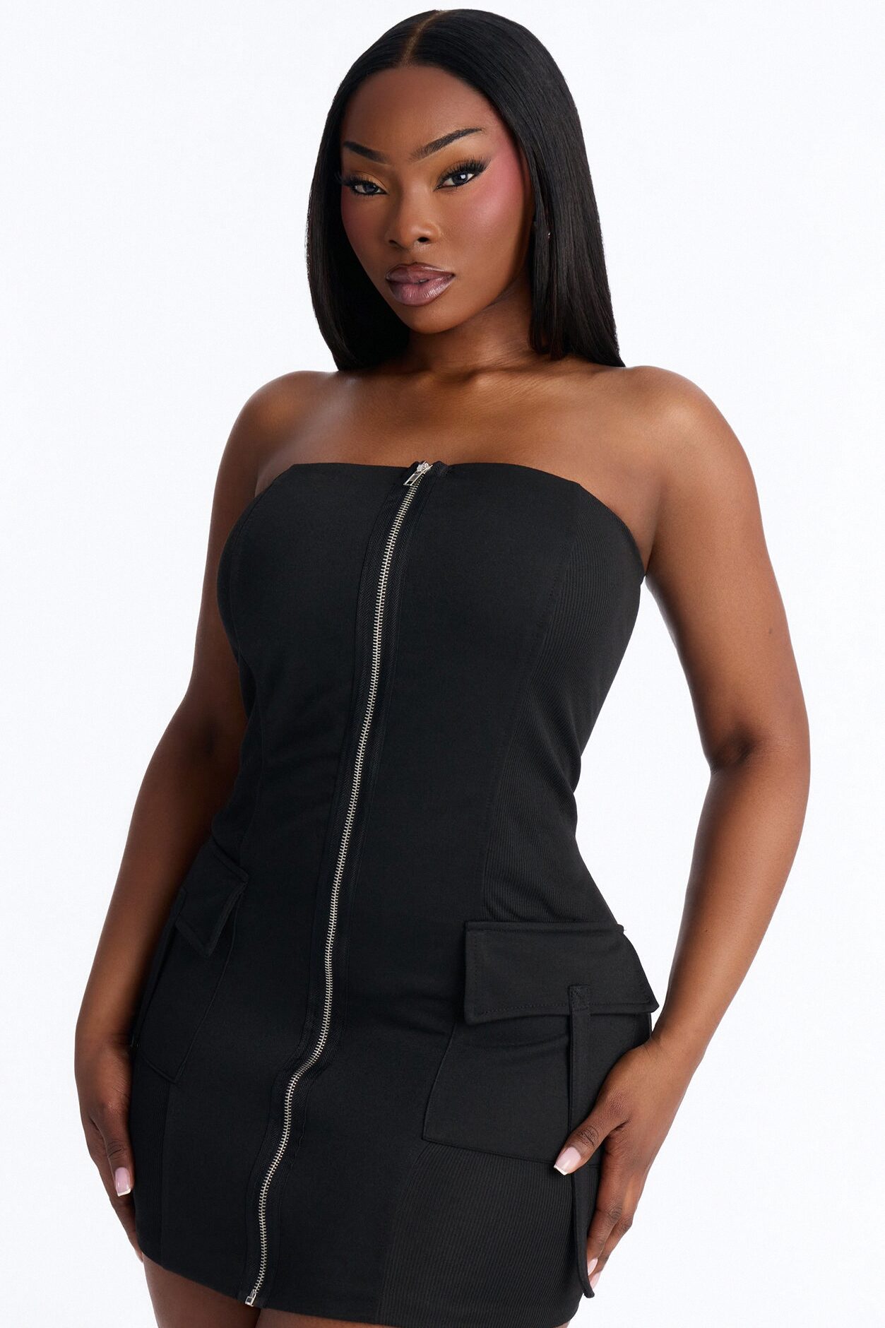 Cara Cargo Strapless Dresses Mini Dress - Black