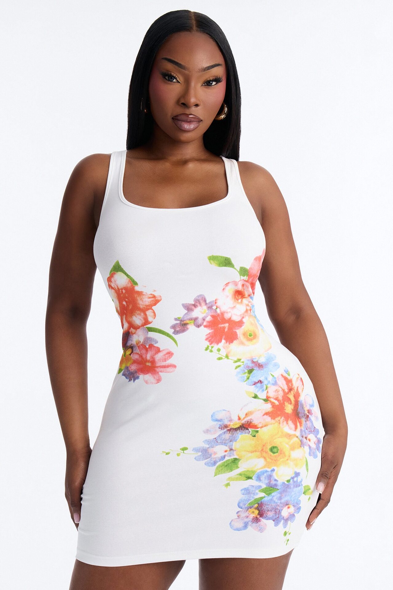 Serafina Sleeveless Floral Mini Dress - White/combo