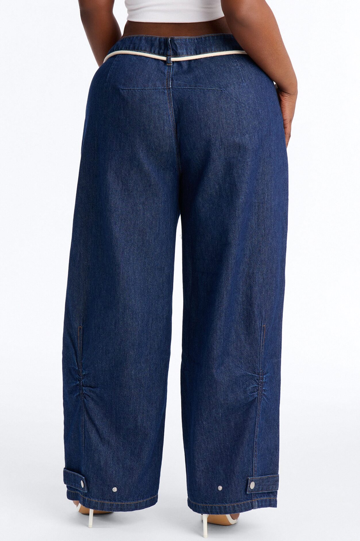 Nonchalant Drapey Tie Waist Jeans - Dark Denim