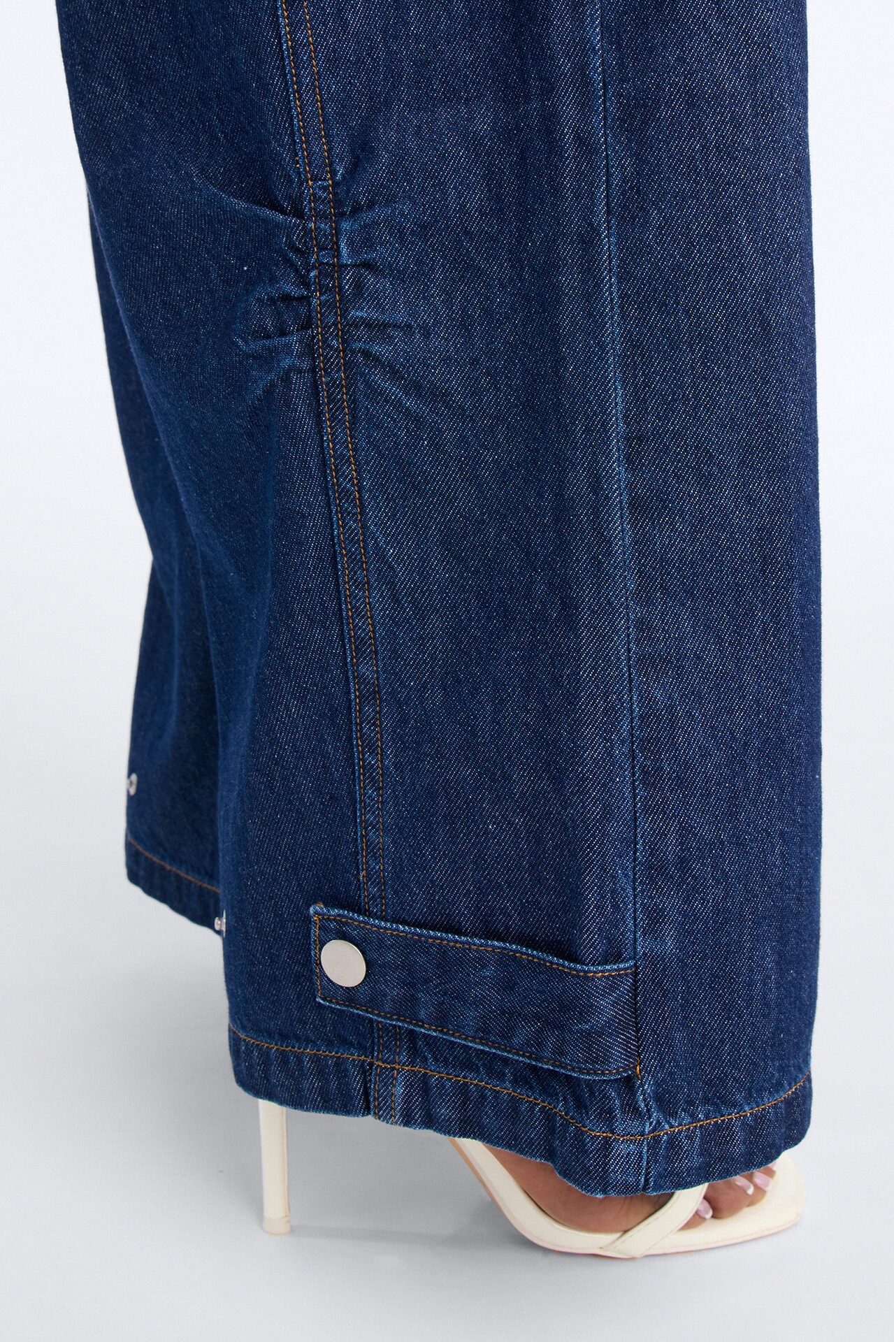Nonchalant Drapey Tie Waist Jeans - Dark Denim