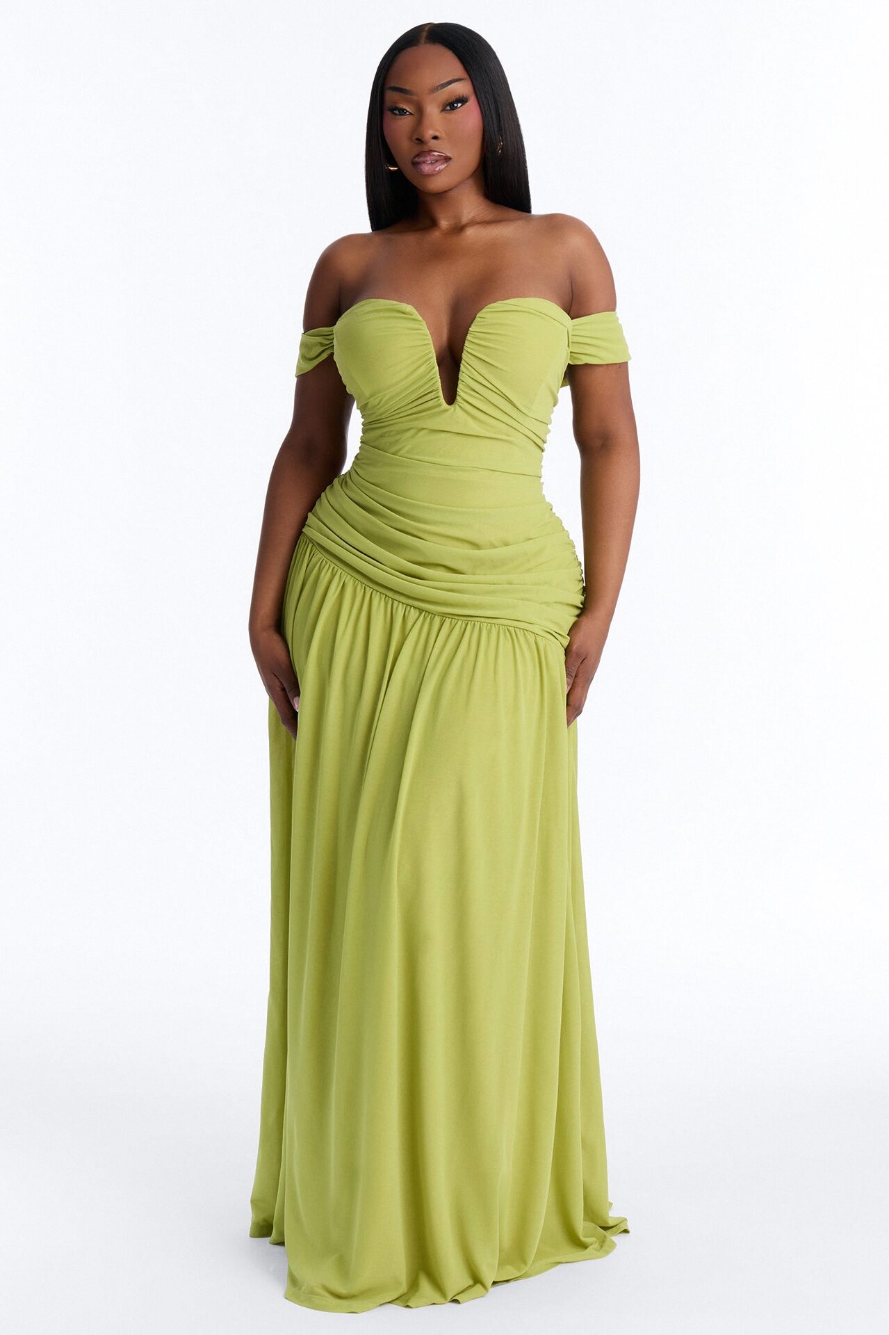 Nice Touch Ruched Gown - Green