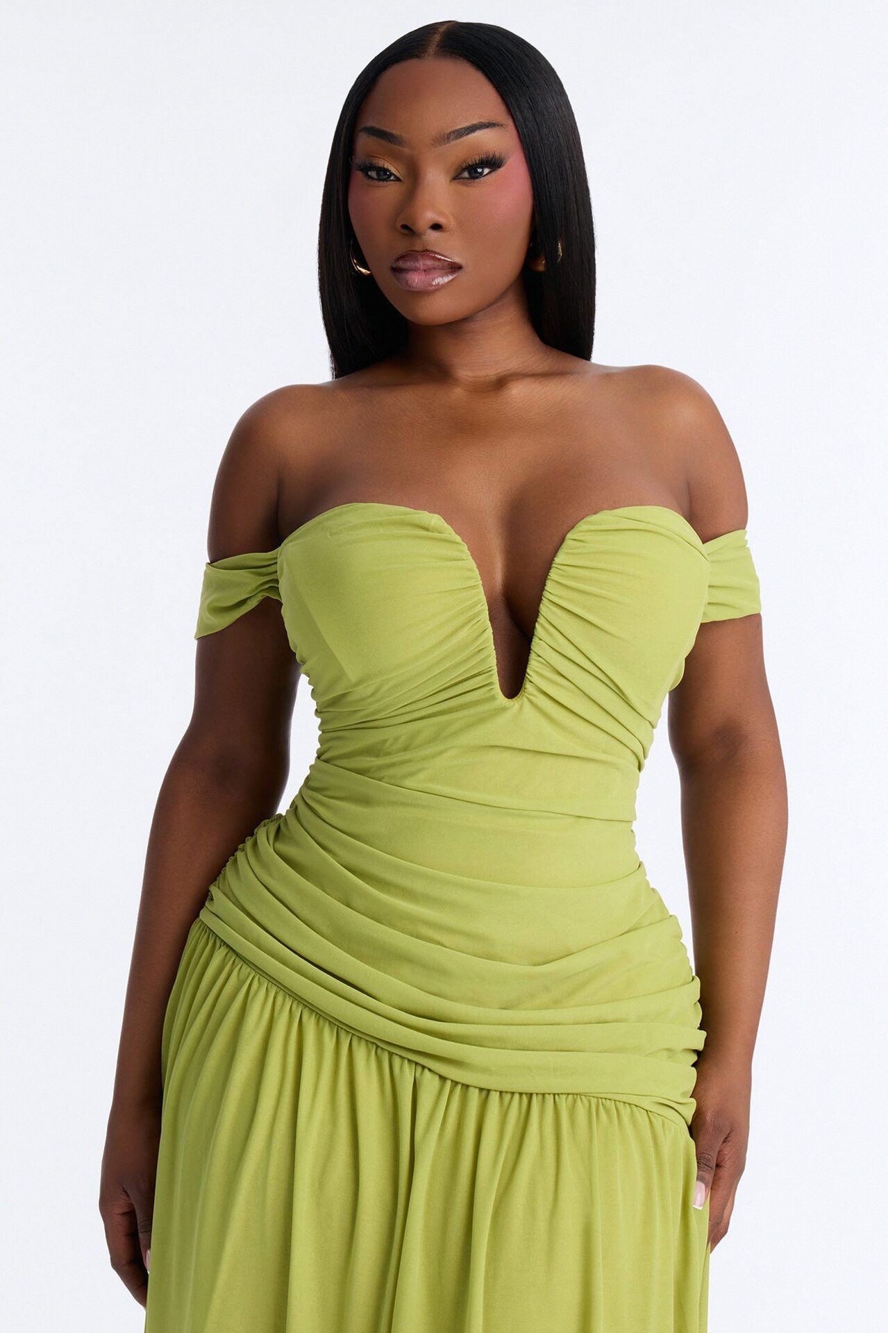 Nice Touch Ruched Gown - Green