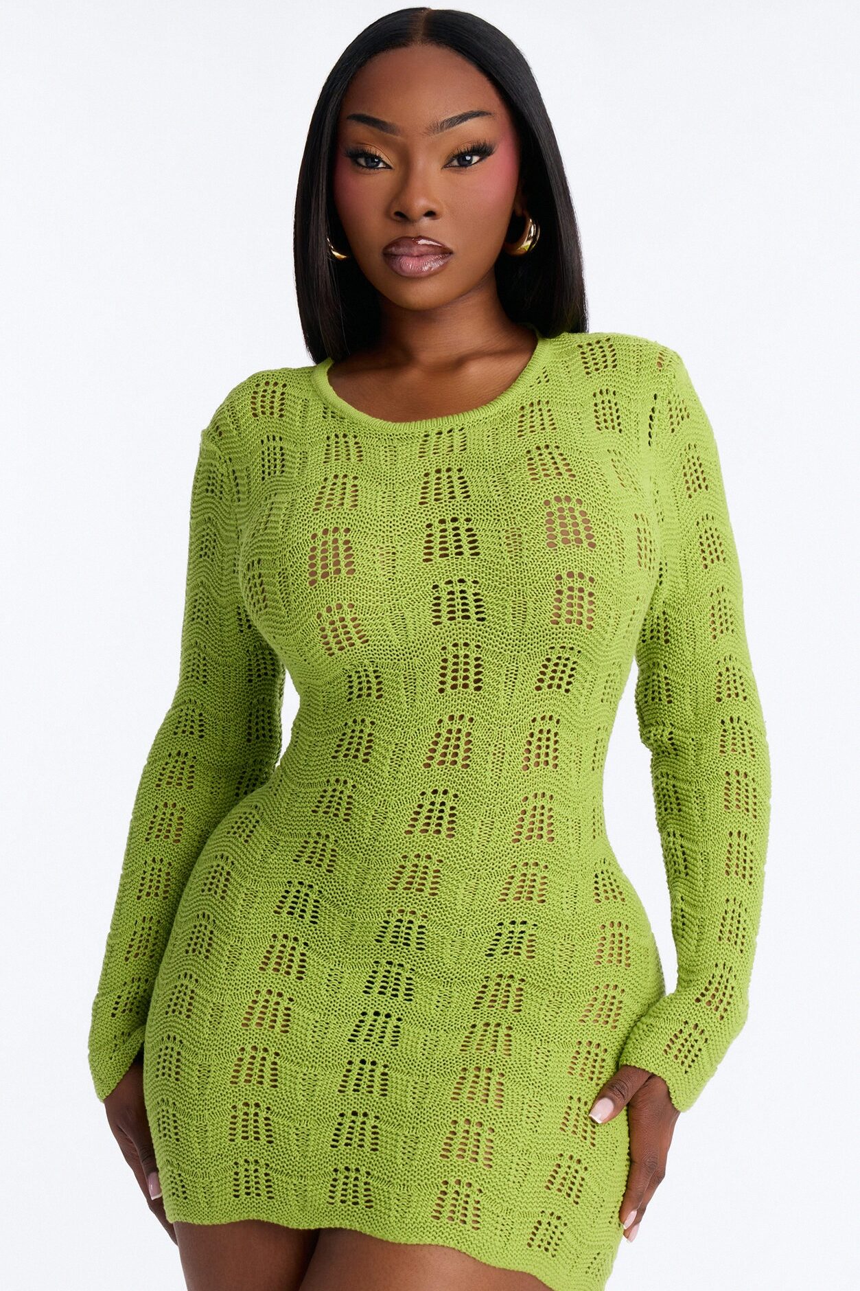 Caira Backless Crochet Mini Dress - Sage