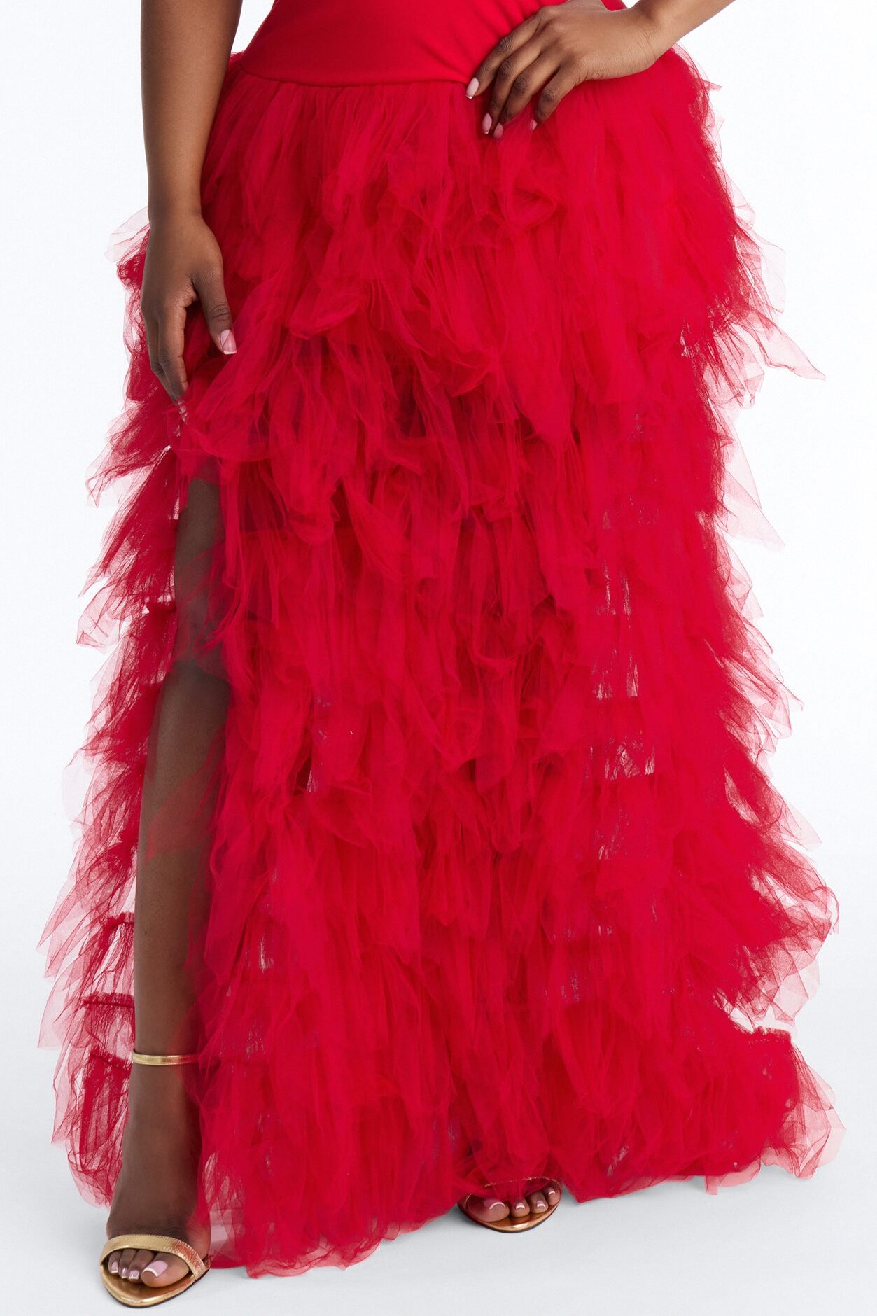 Madame Slays Ruffle Gown - Red