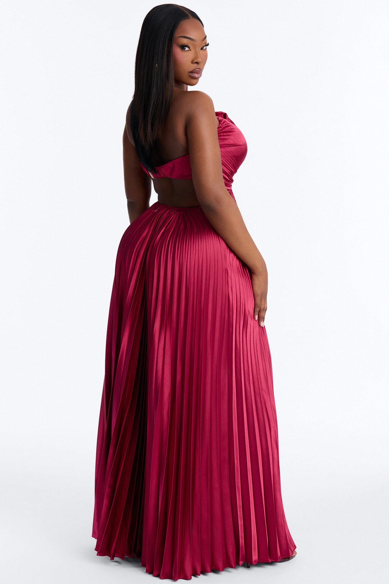 The Royal Babe Pleated Gown - Marsala