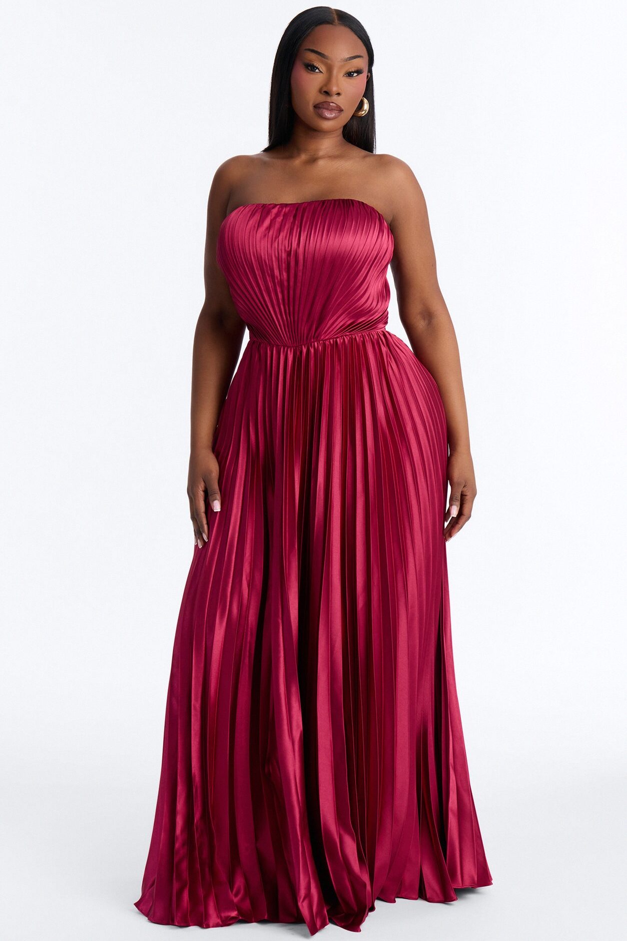 The Royal Babe Pleated Gown - Marsala