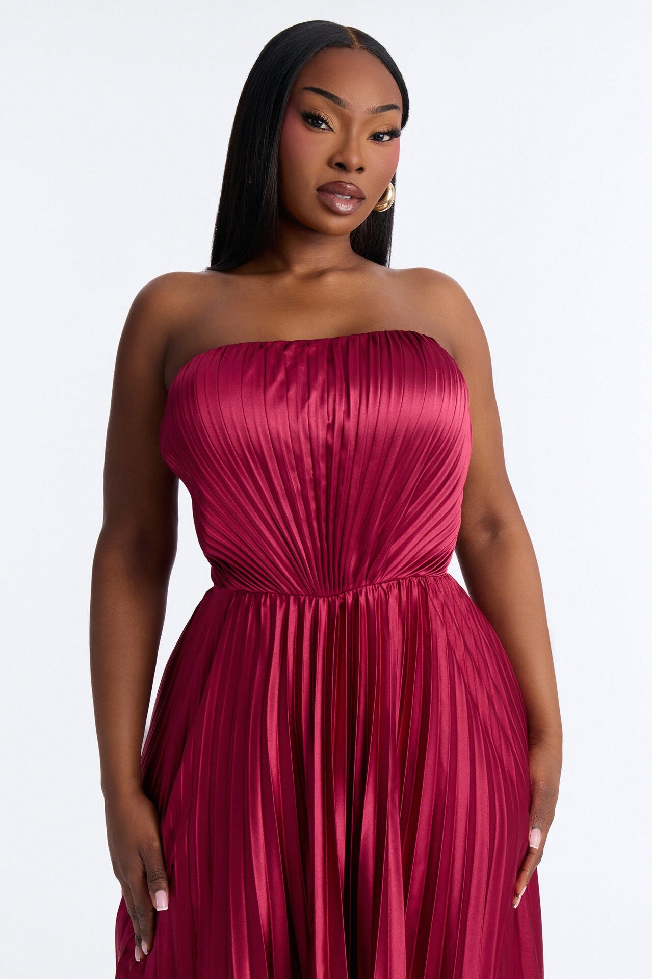 The Royal Babe Pleated Gown - Marsala