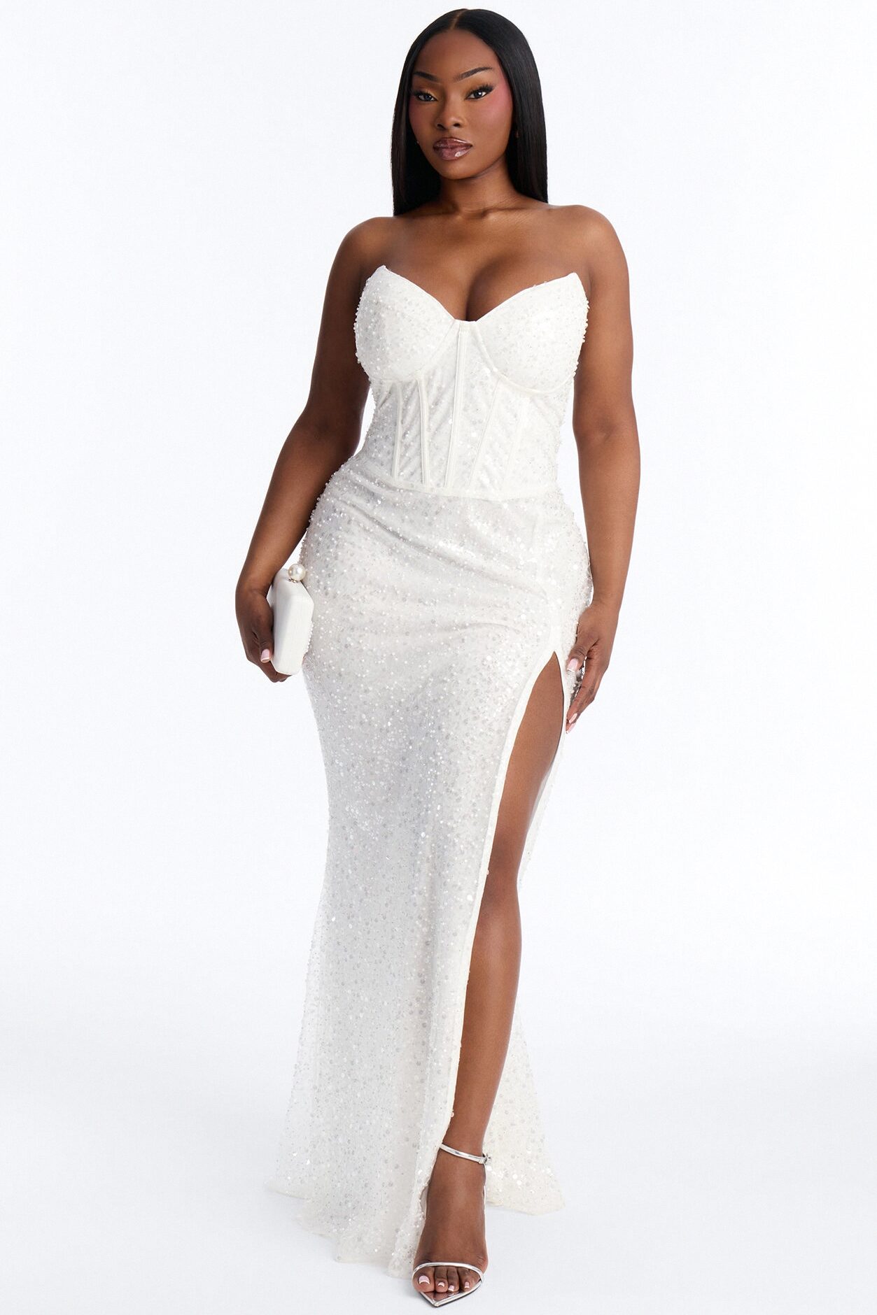Juliana Embellished Corset Gown - White