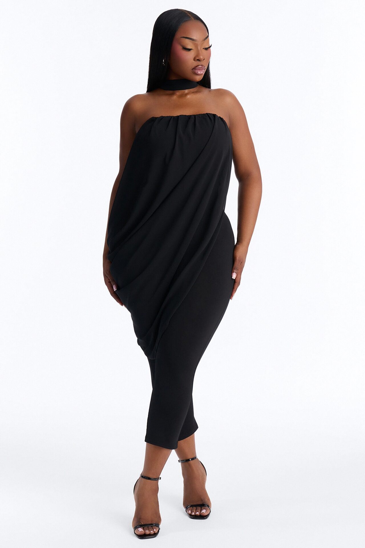 Cramen Scarf Capri Jumpsuit - Black