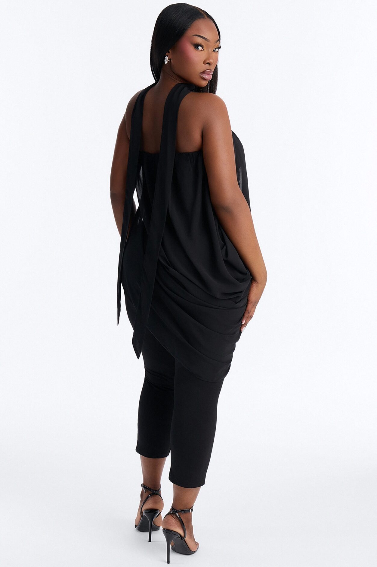 Cramen Scarf Capri Jumpsuit - Black