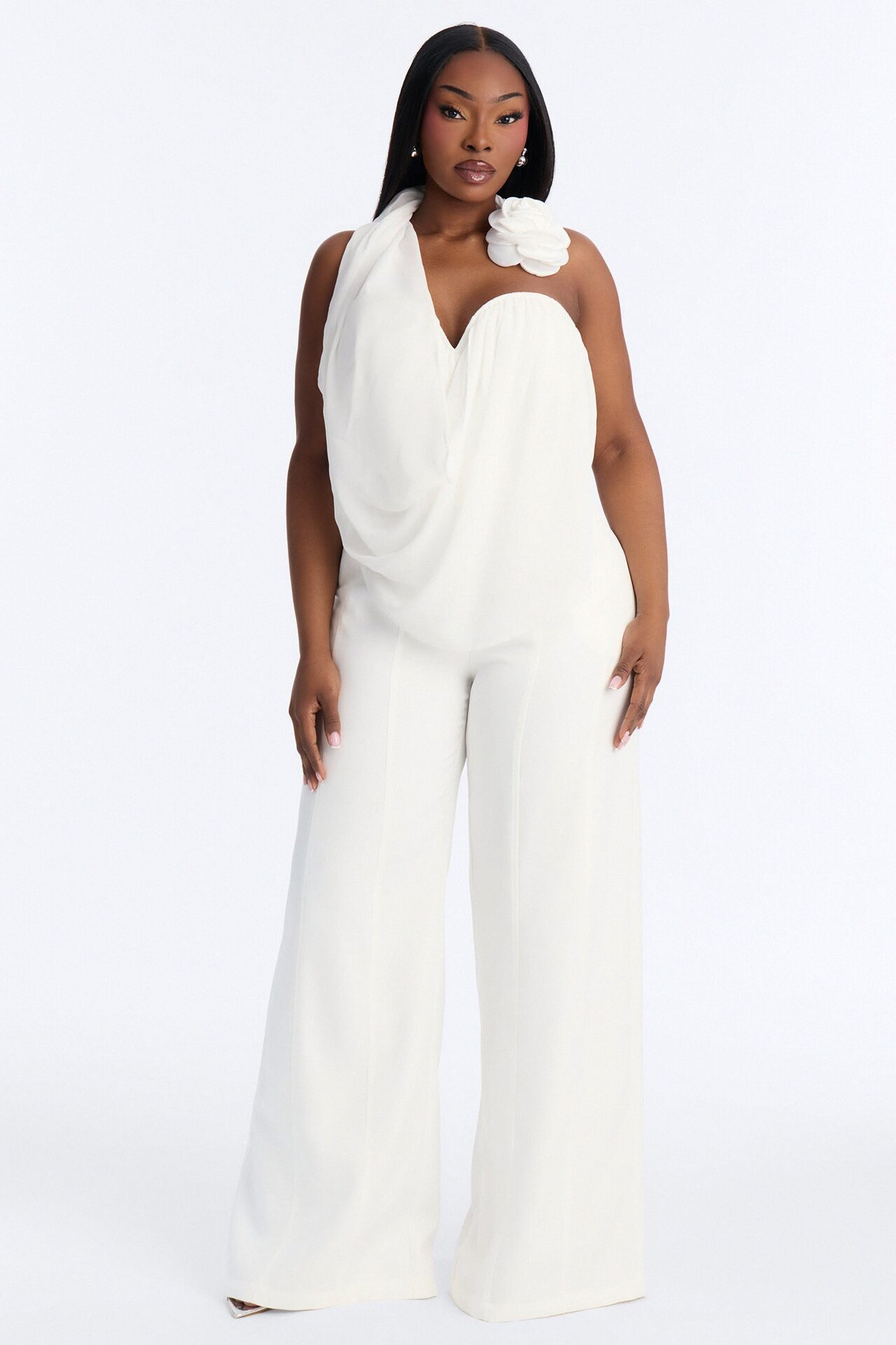 Celeste Bloom Draped Pant Set - White