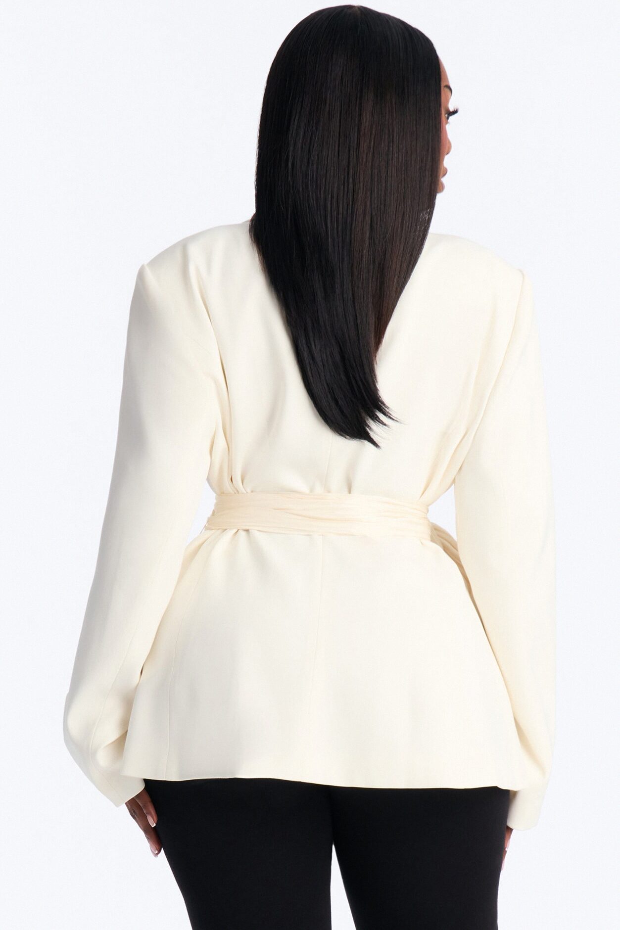 Stella Wrap Waist Blazer Single Breasted Blazer - Ivory