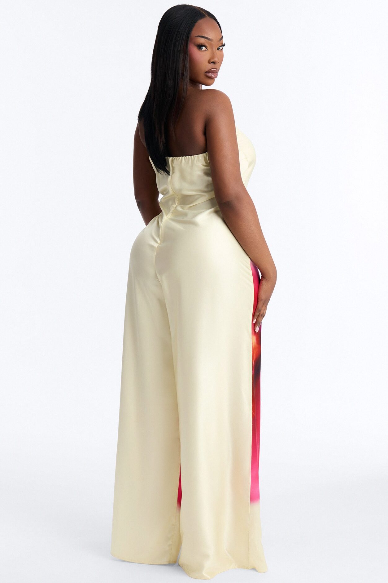 Sara Satin Head Scarf And Jumpsuit - Butter Yellow