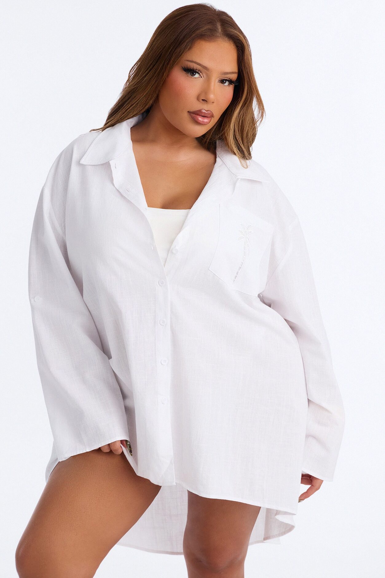 Georgy Swim Button Up Cover Up Dress - White