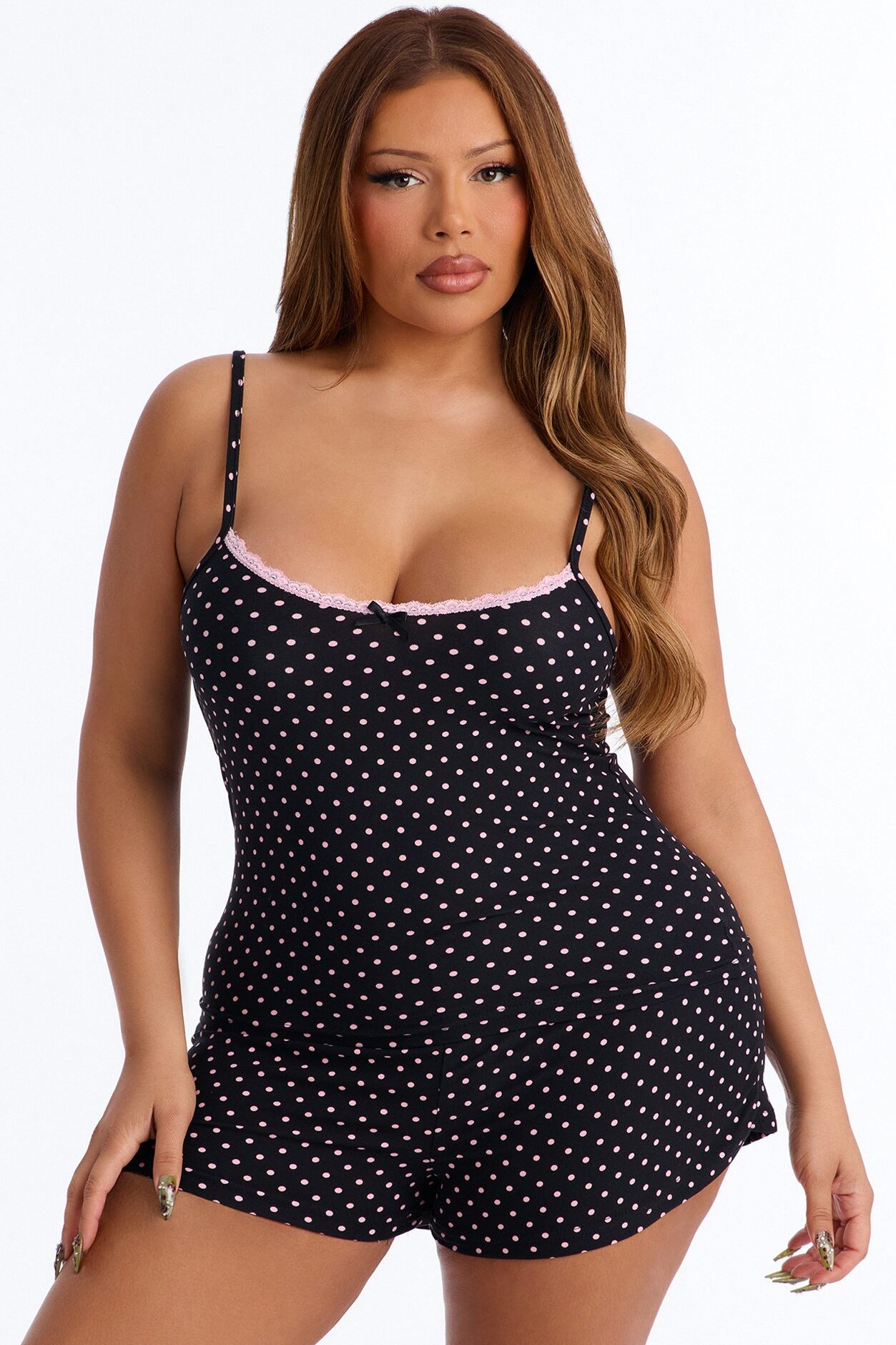 Pillow Talk PJ Short Set - Black/Pink