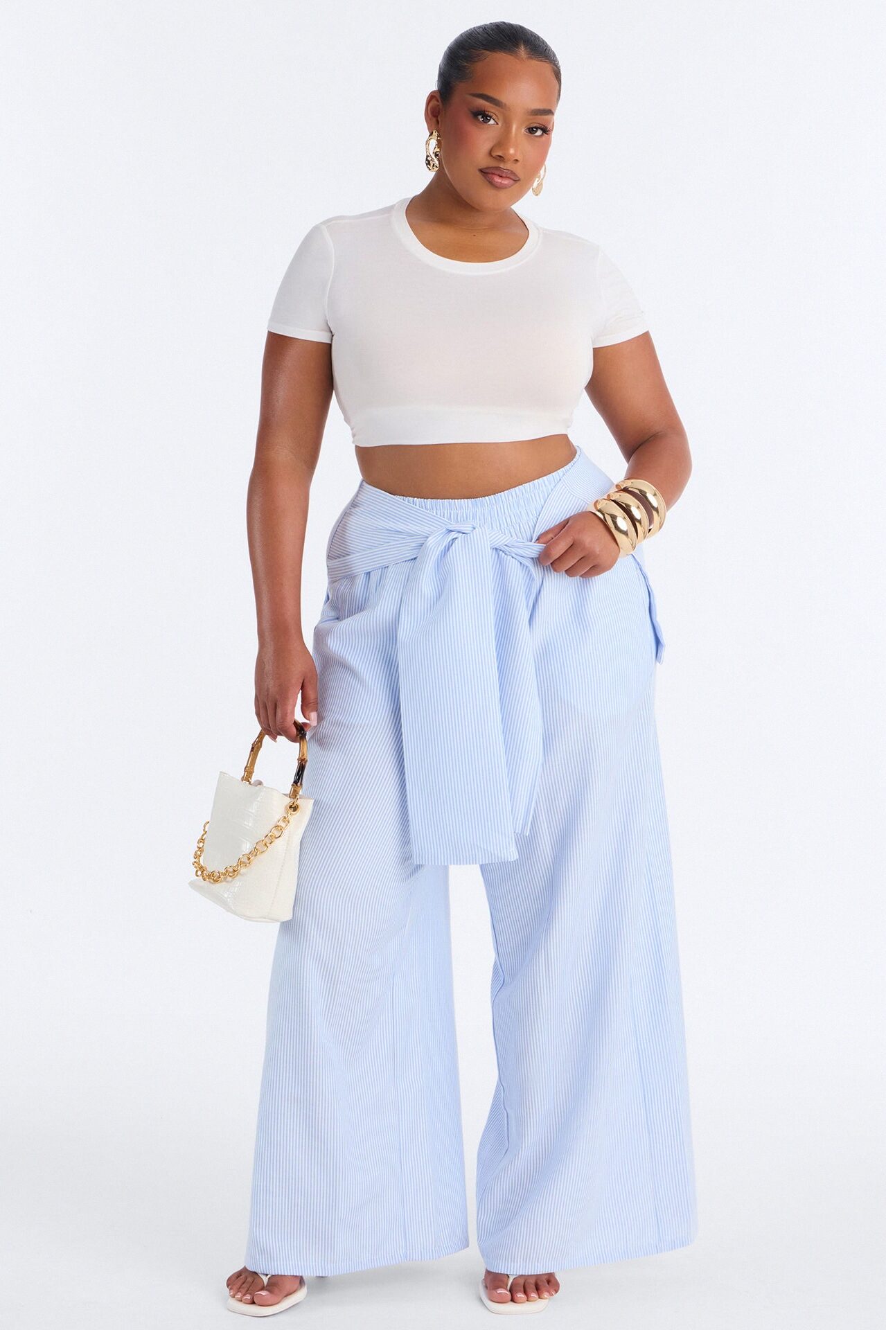 Daily Practice Pinstripe Wrap Waist 2 Piece Pant - Blue