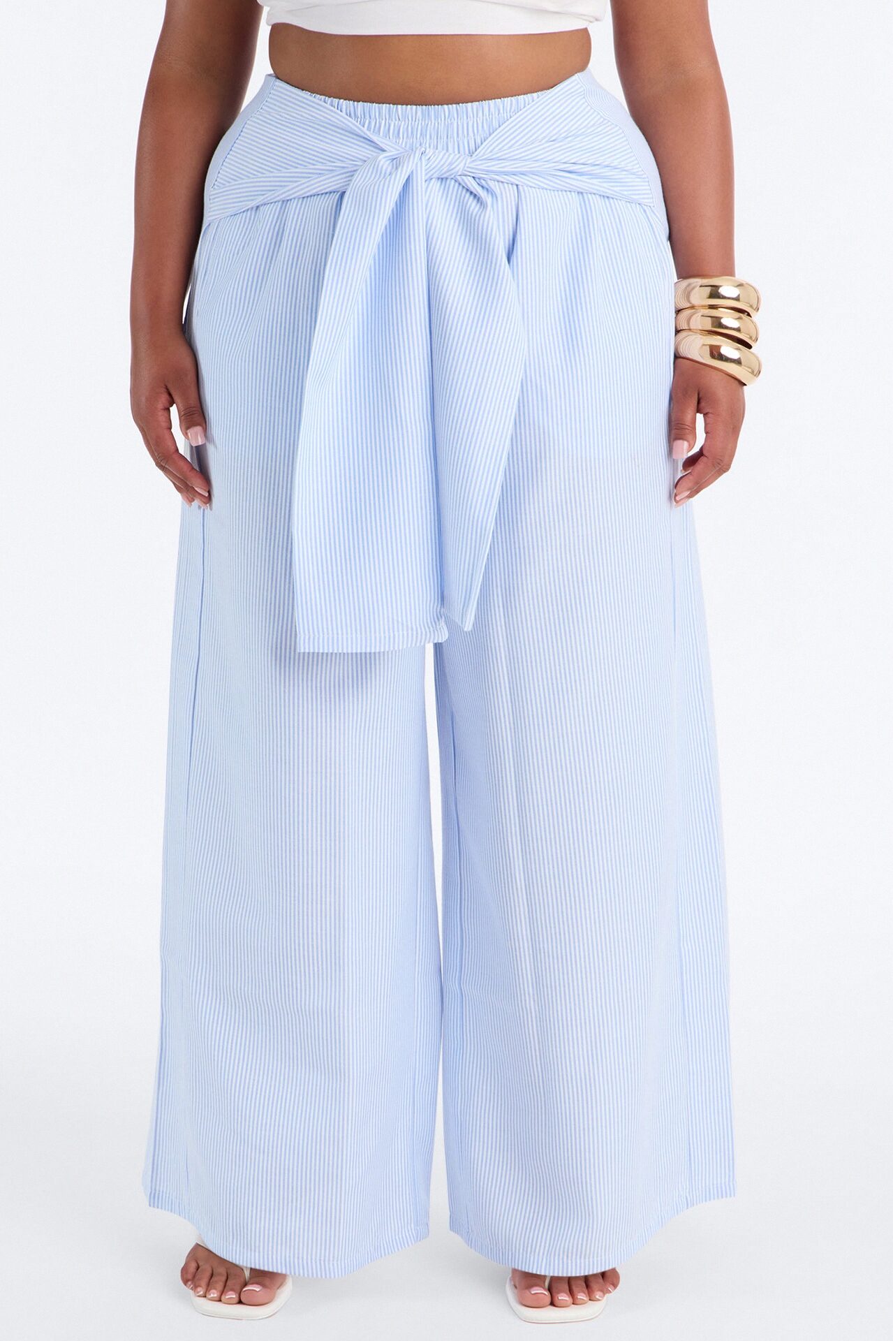Daily Practice Pinstripe Wrap Waist 2 Piece Pant - Blue