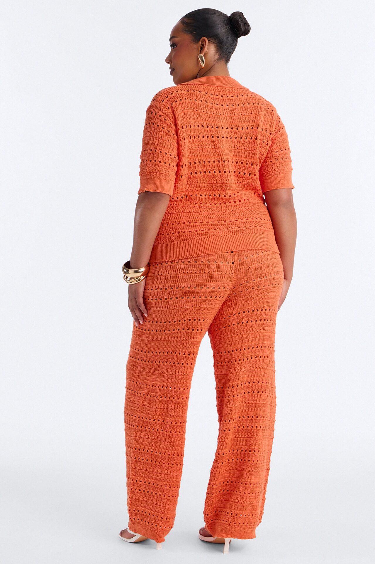 Riley Polo Crochet Pant Set - Orange