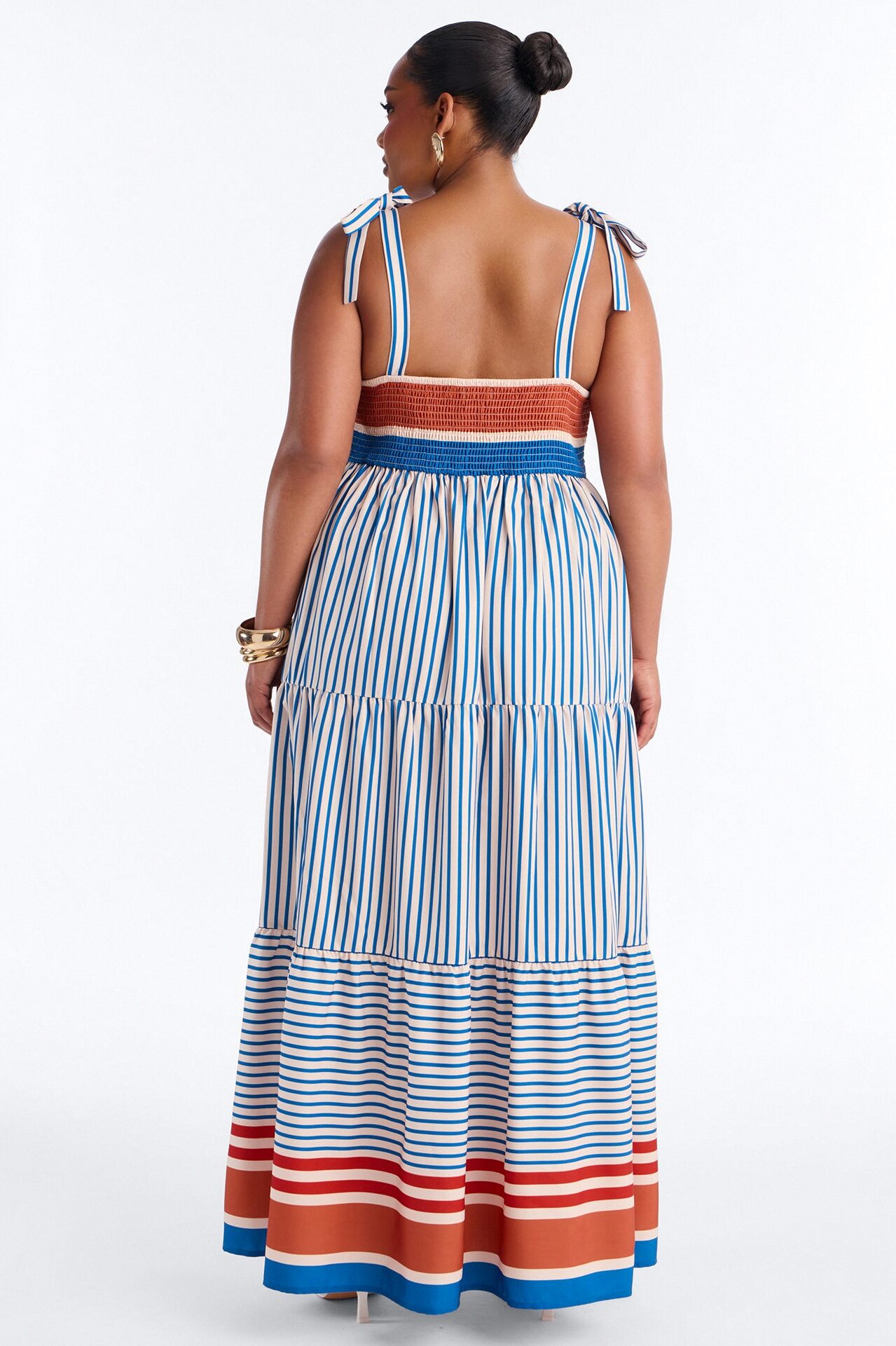 Sunbathing Tie Shoulder Maxi Dress - Blue/combo