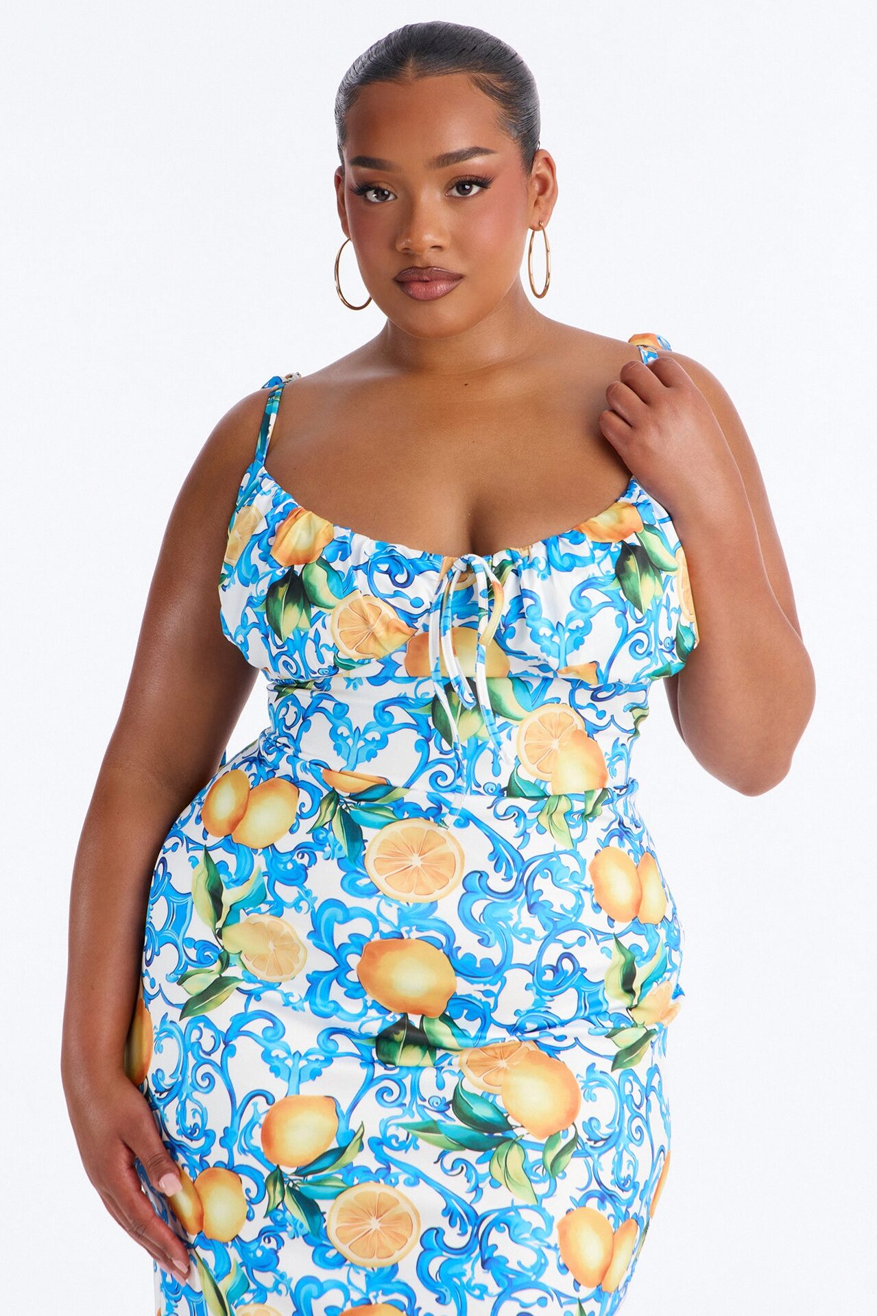 Ciao Bella Lemon Midi Dress - Blue/combo