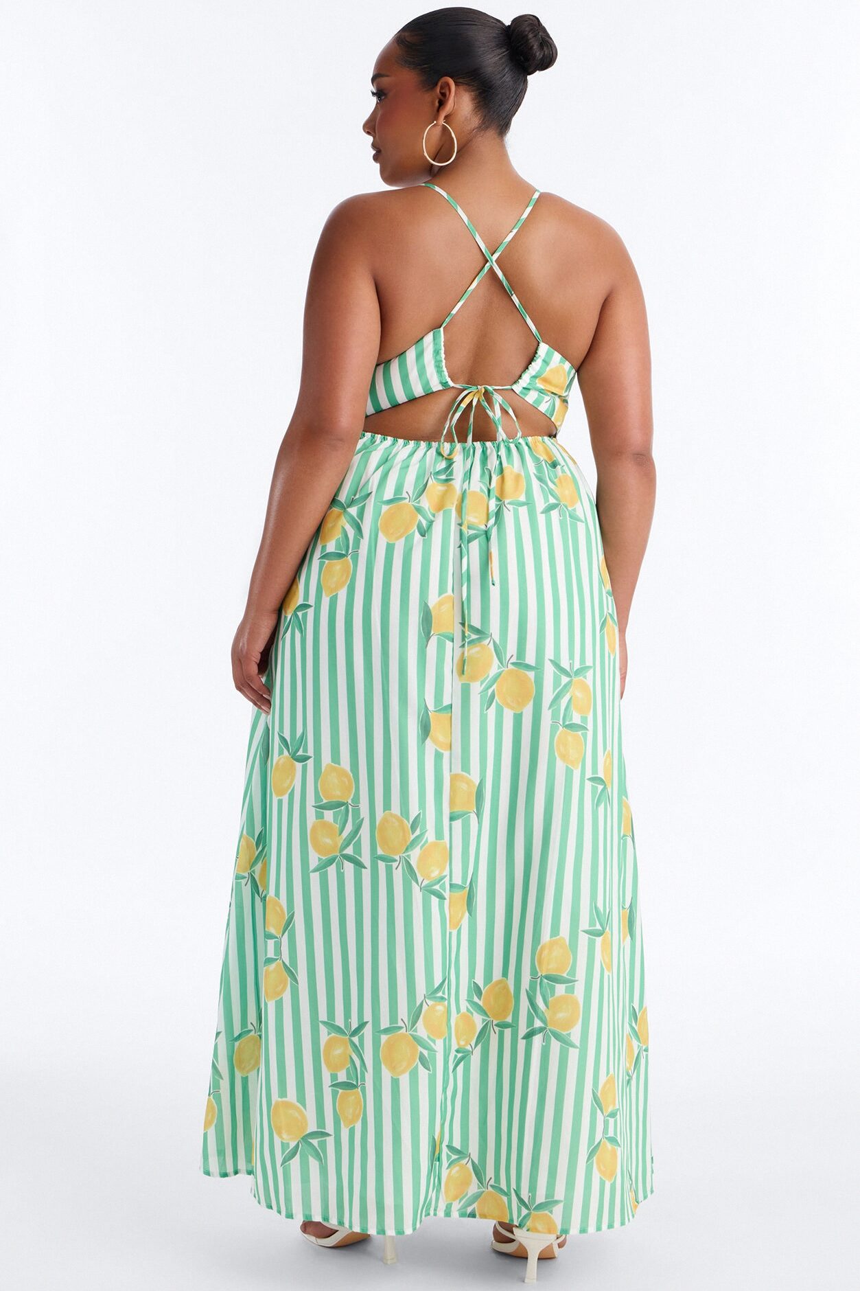 Lemoncello Backless Maxi Dress - Green/combo