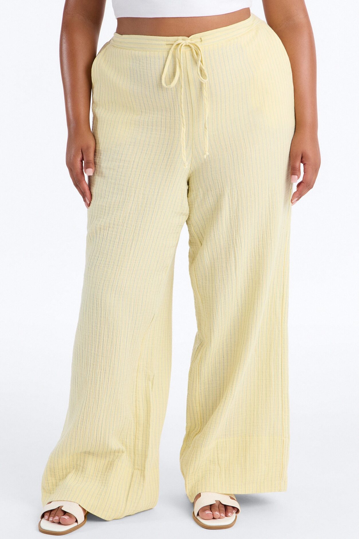 Sunny Haze Wide Leg Gauze Pant - Yellow