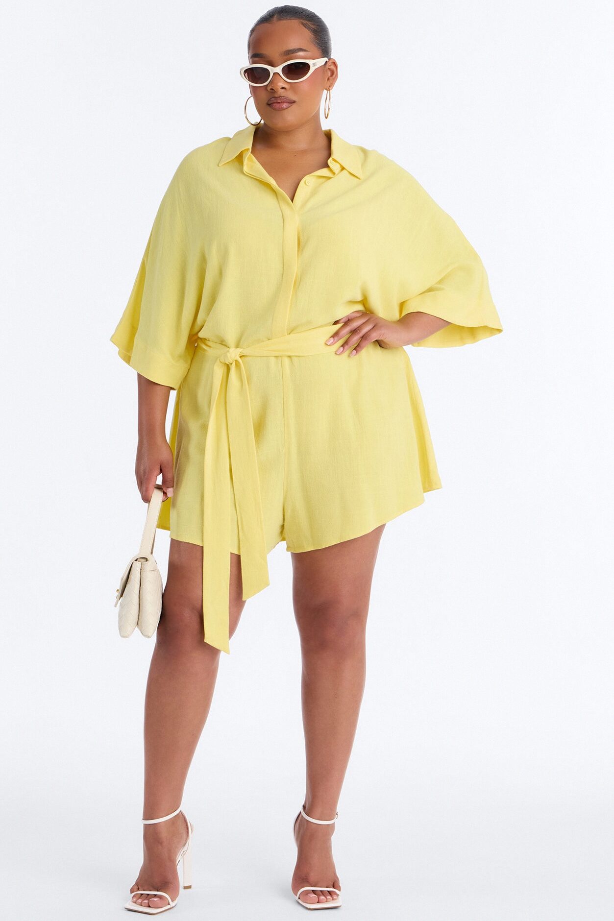 Charlotte Linen Romper - Yellow