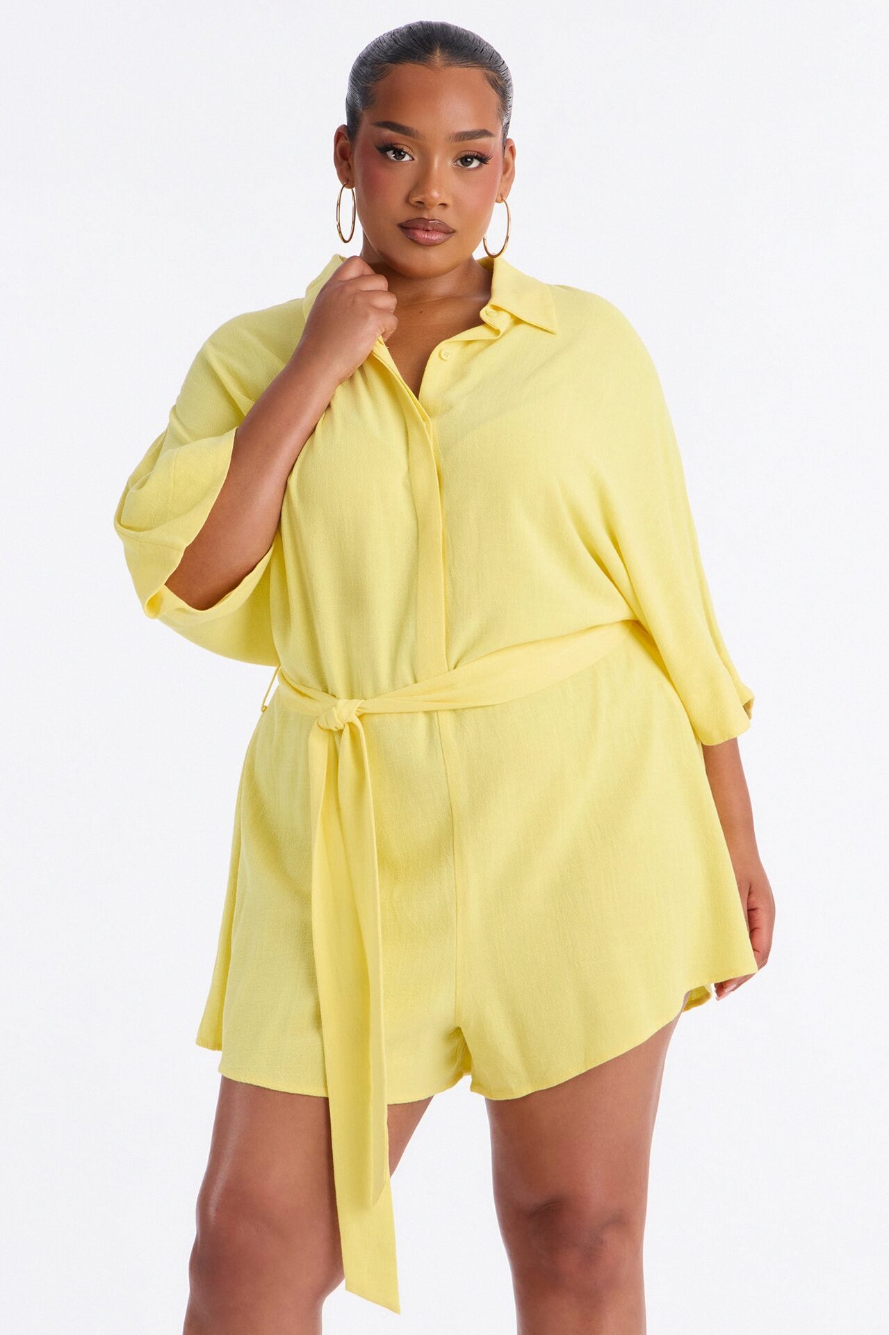 Charlotte Linen Romper - Yellow