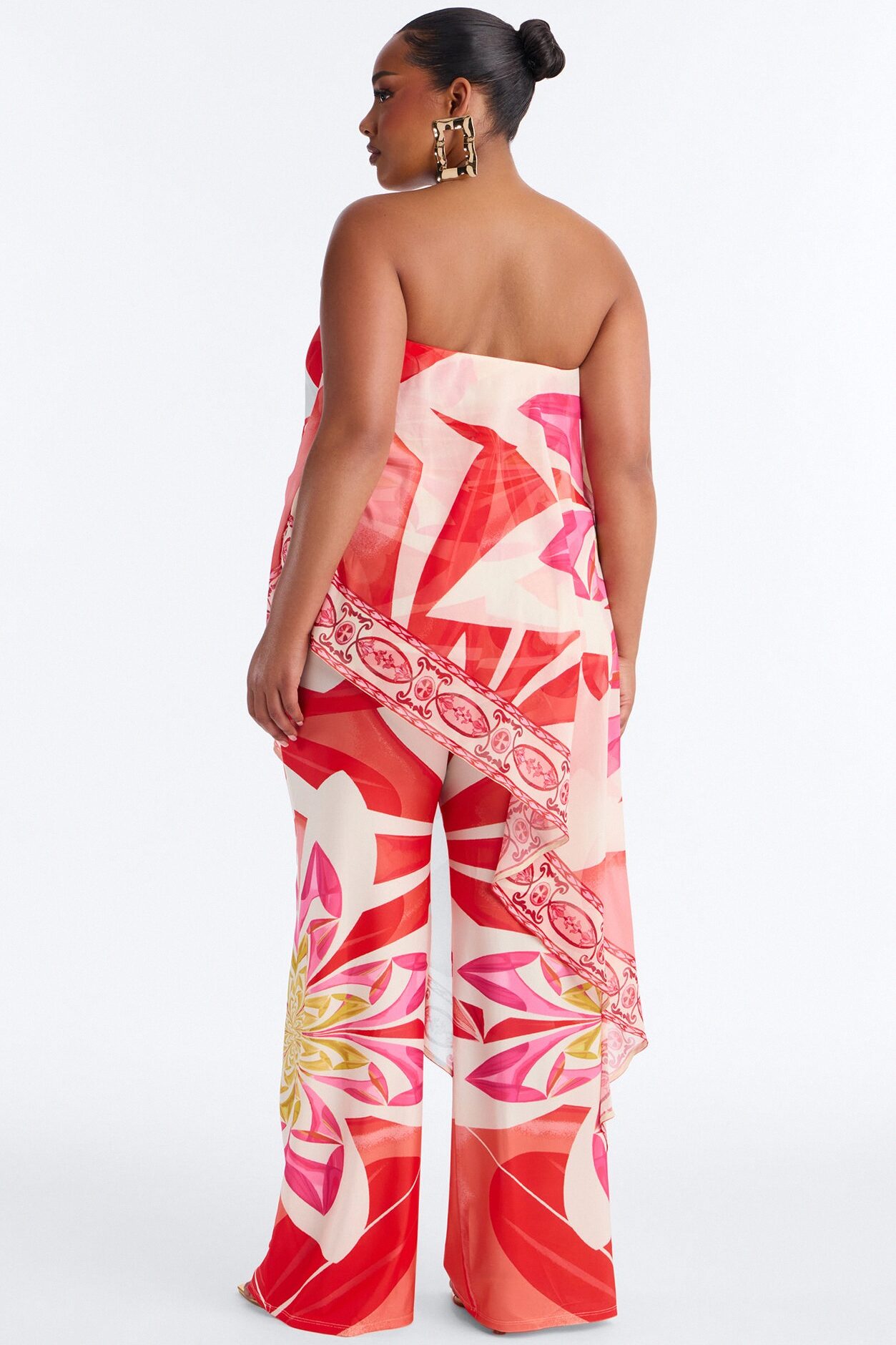 Sasha Flowy Tropical Jumpsuit - Red