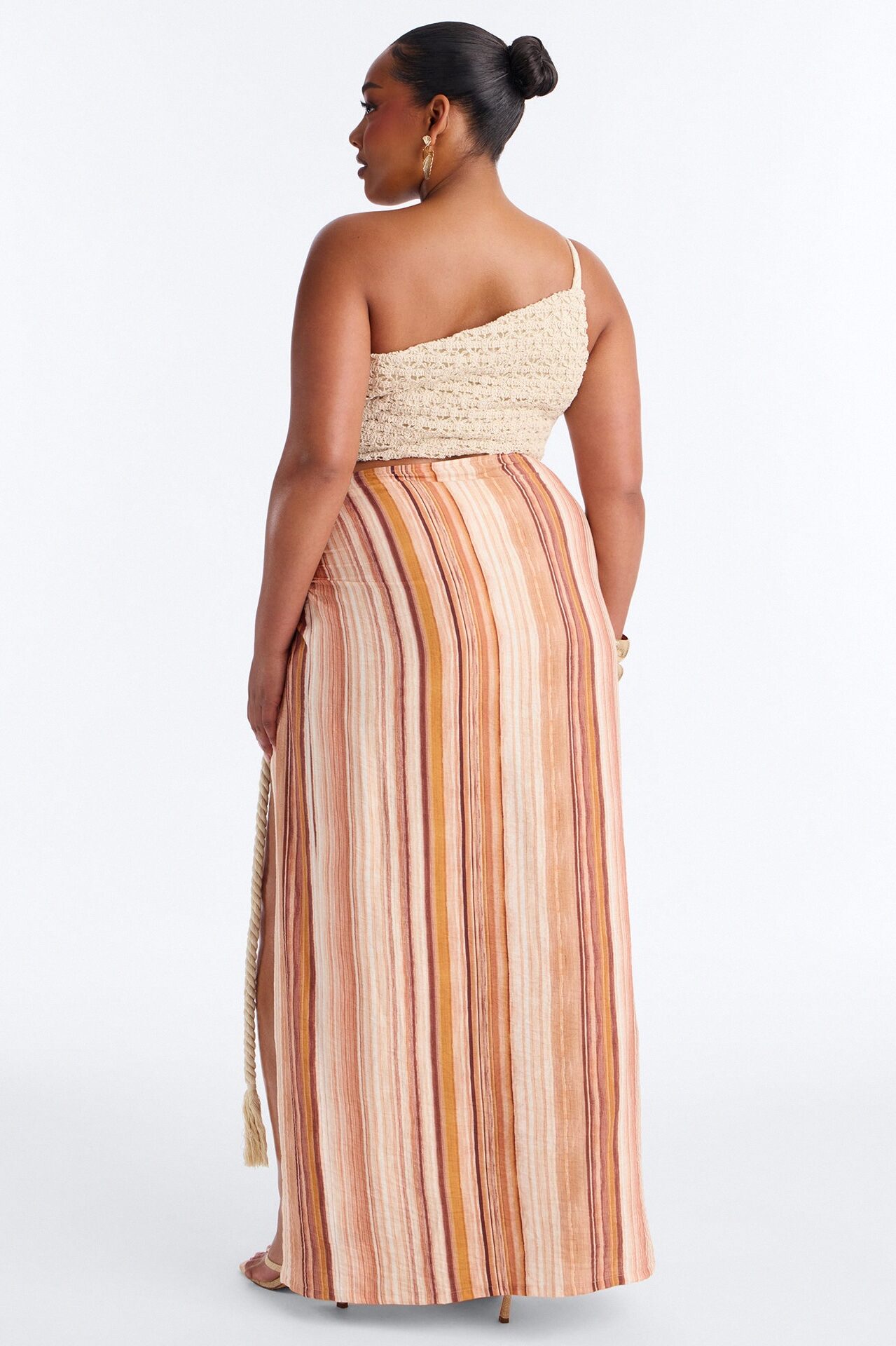 The Horizon Linen Skirt Set - Rust/combo