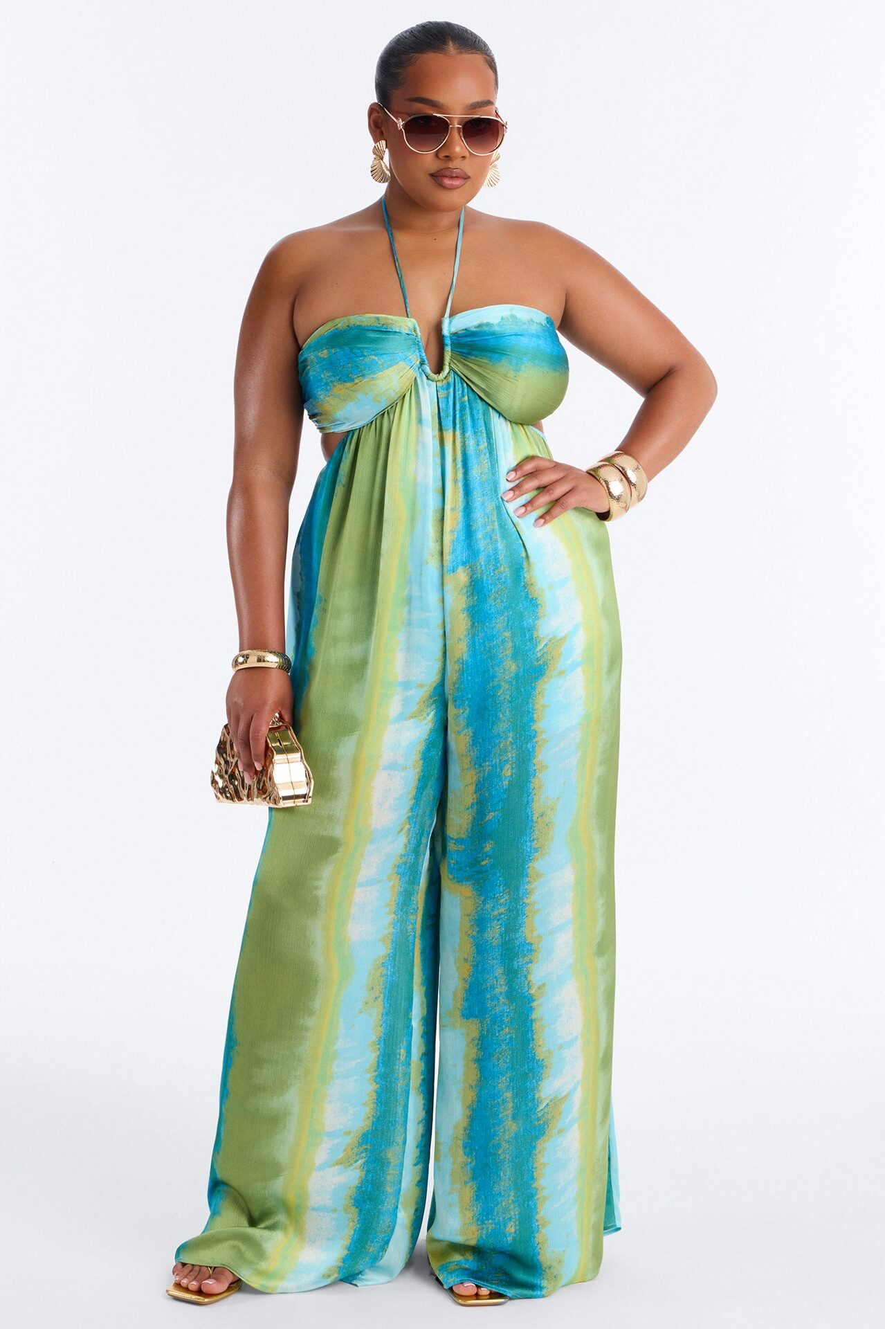 Beach Side Wide Leg Jumpsuit - Blue
