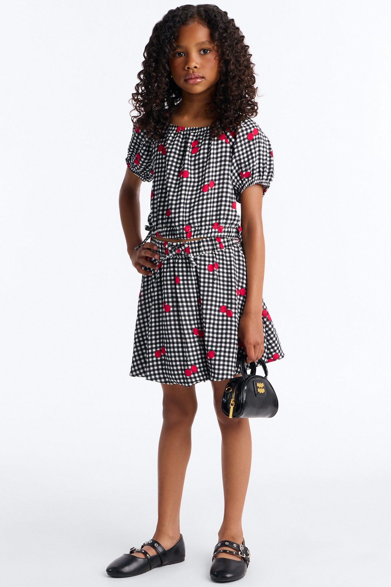 Mini Cherry Nice To Meet You Skirt Set - Black/combo