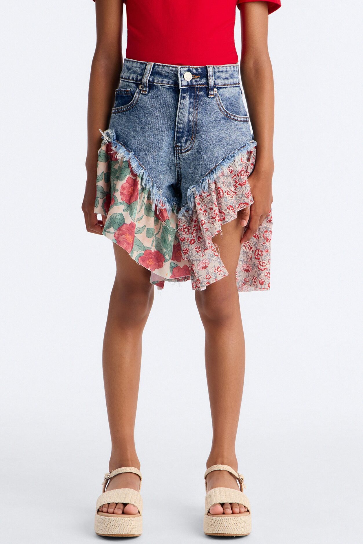 Mini Wildwood Floral Denim Shorts - Dark Wash
