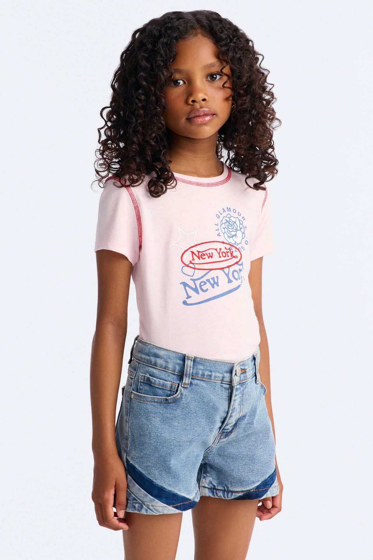Mini New York All Glamour Short Sleeve Tee - Light Pink
