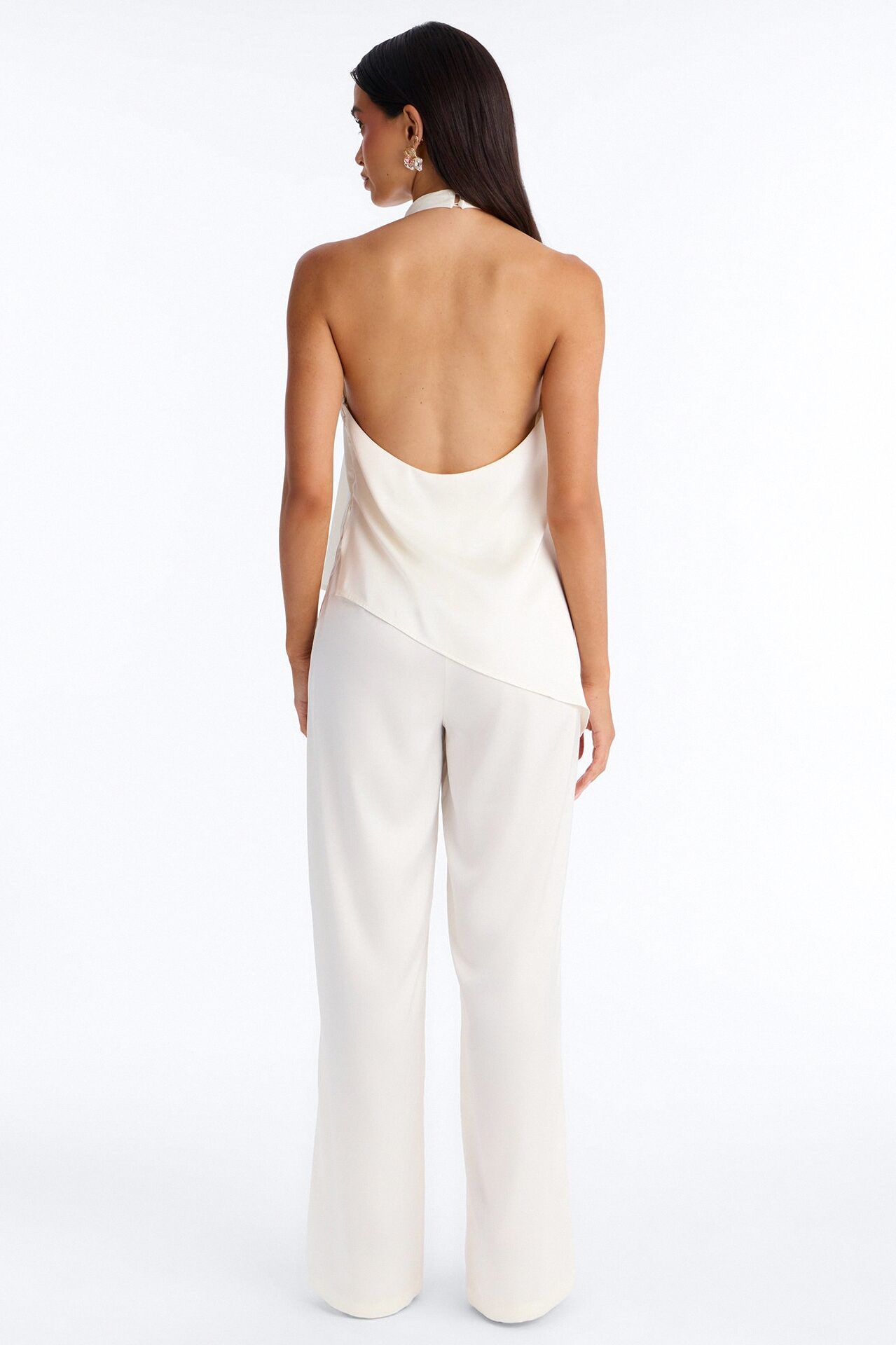 Joana Satin Draped Jumpsuit - Ivory