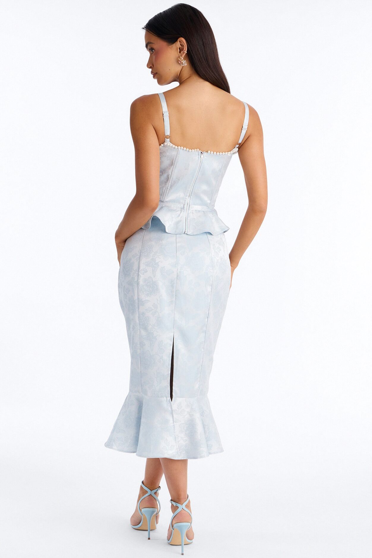 Breezy Day Floral Jacquard Skirt Set - Blue