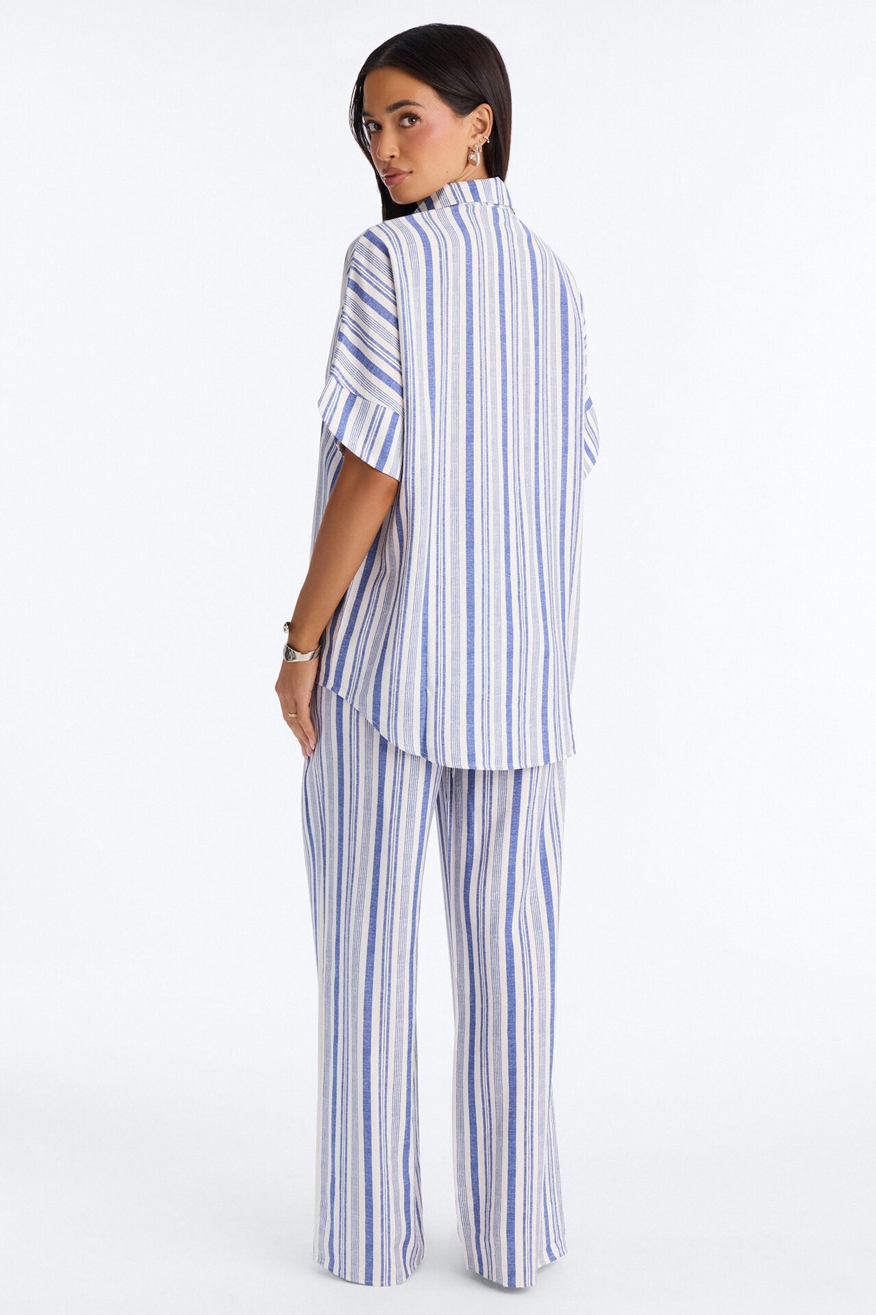 Kacey Striped Shirt Pant Set - Blue/combo