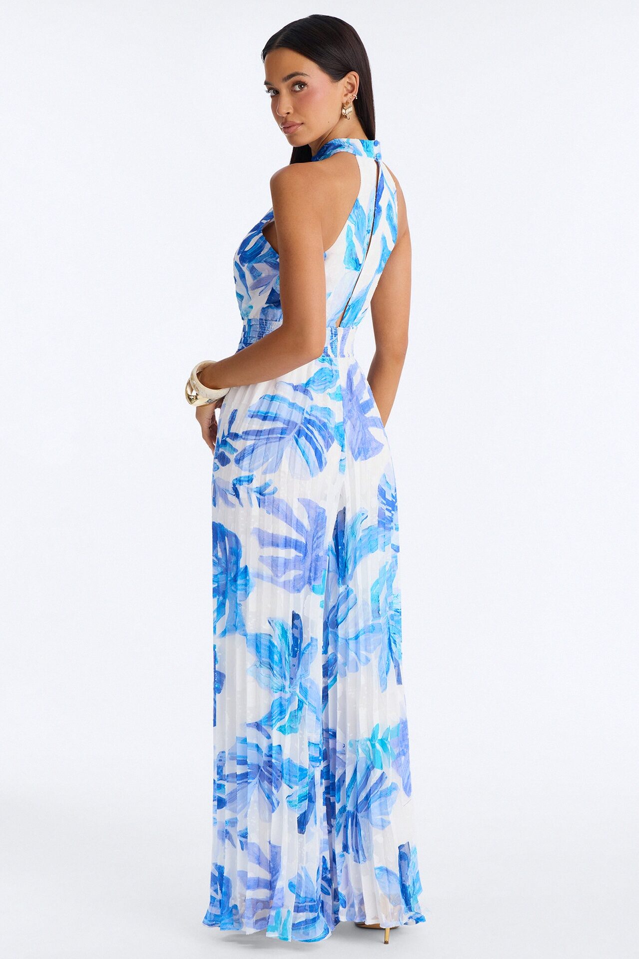 Deanna Tropical Chiffon Wide Leg - Blue