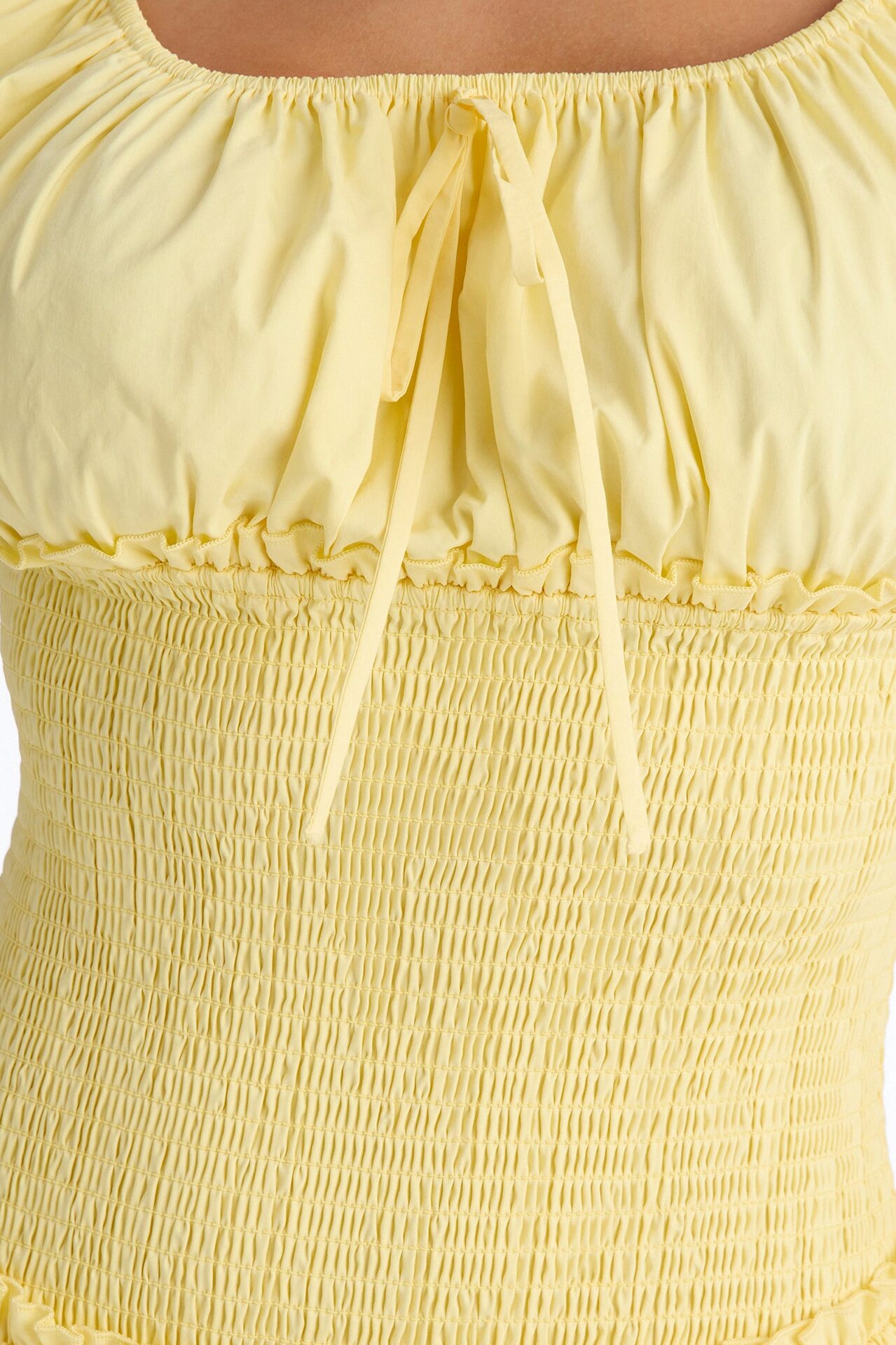 Sunshine Poplin Smocking Mini Dress - Yellow