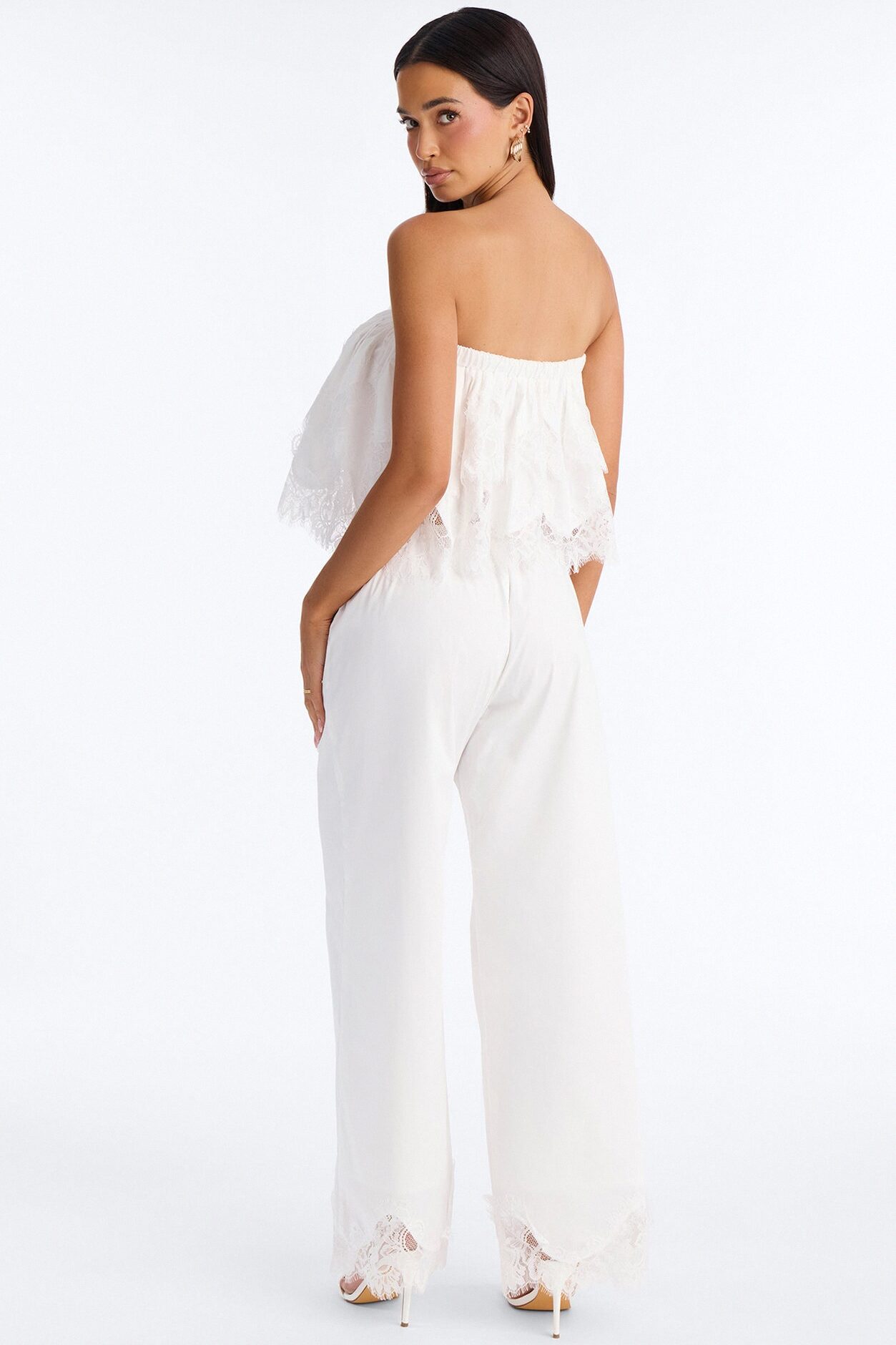 Noelle Poplin Lace Pant Set - White
