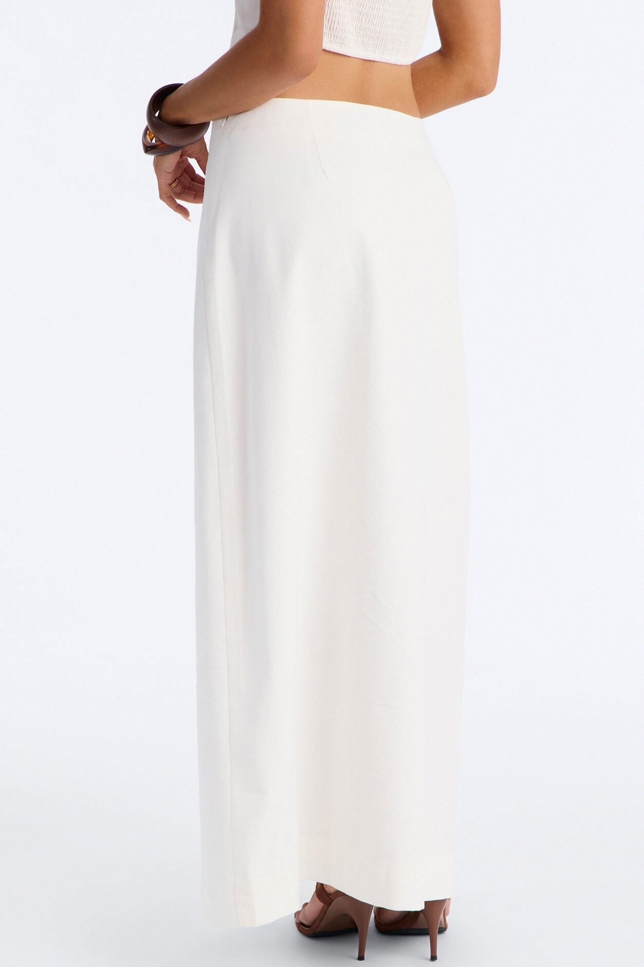 Lucy Linen Button Up Maxi Skirt - White