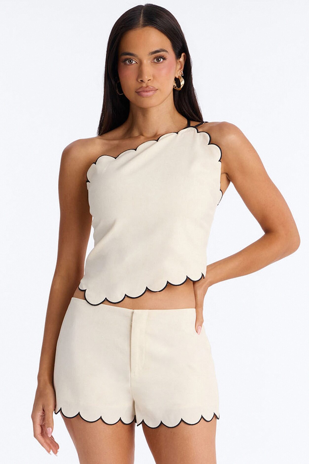 Sloane Linen Short Set - Off White/combo