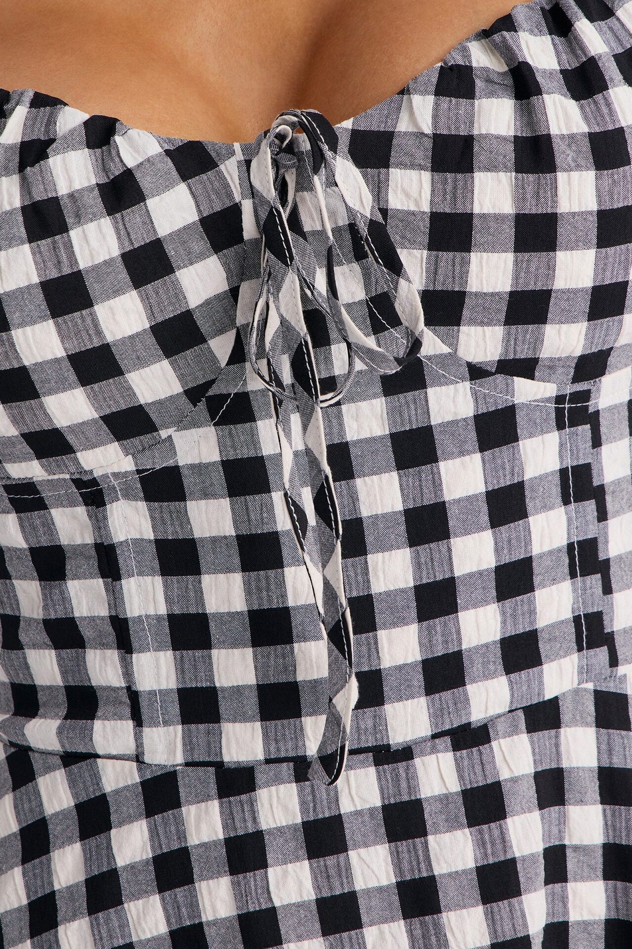 Glowing Gingham Midi Dress - Black/White